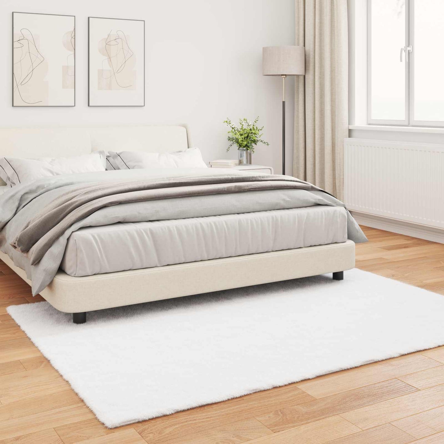 Antislip vloerkleed van imitatie konijnenbont OLITE Wit is nu te koop bij PeponiXL, paradijselijk wonen!