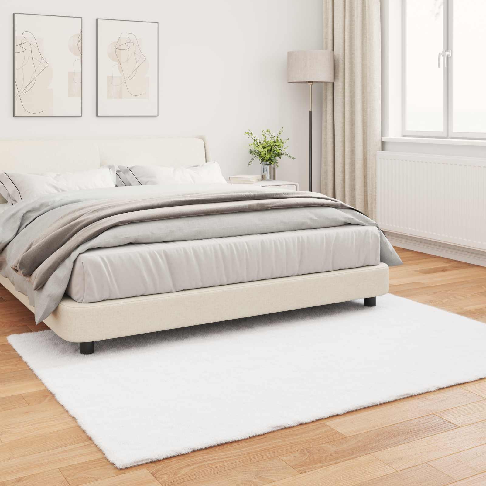 Antislip vloerkleed van imitatie konijnenbont OLITE Wit is nu te koop bij PeponiXL, paradijselijk wonen!