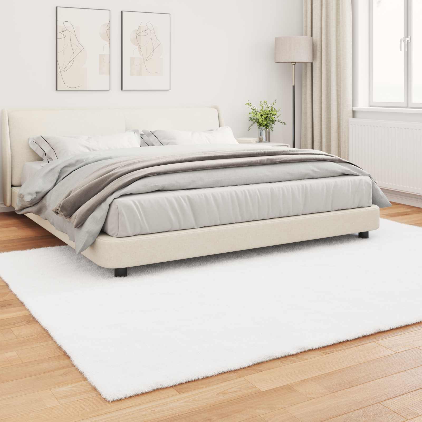 Antislip vloerkleed van imitatie konijnenbont OLITE Wit is nu te koop bij PeponiXL, paradijselijk wonen!