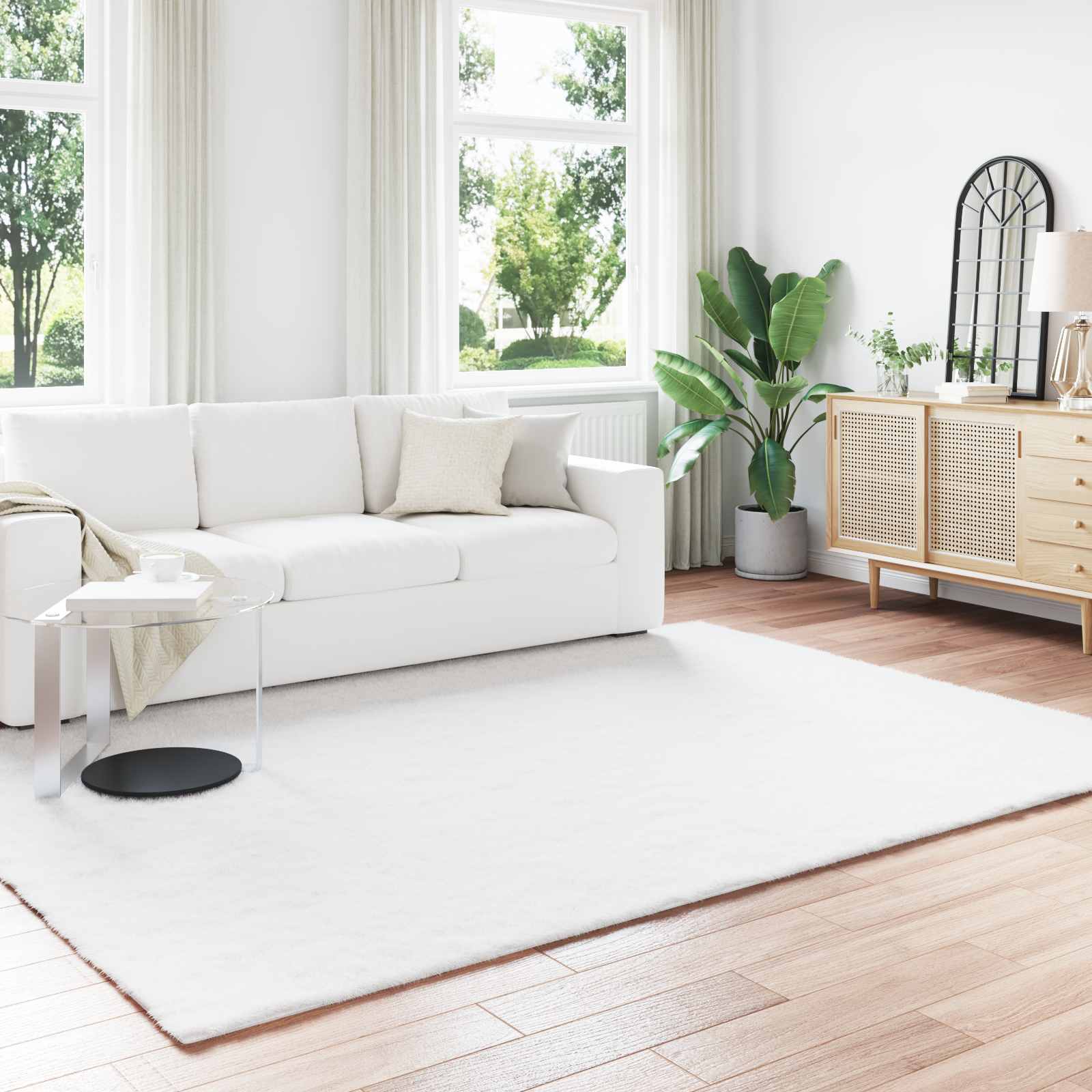 Antislip vloerkleed van imitatie konijnenbont OLITE Wit is nu te koop bij PeponiXL, paradijselijk wonen!