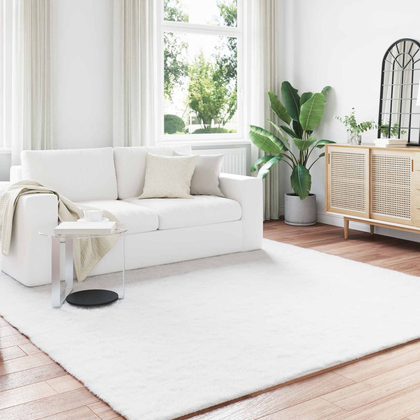 Antislip vloerkleed van imitatie konijnenbont OLITE Wit is nu te koop bij PeponiXL, paradijselijk wonen!