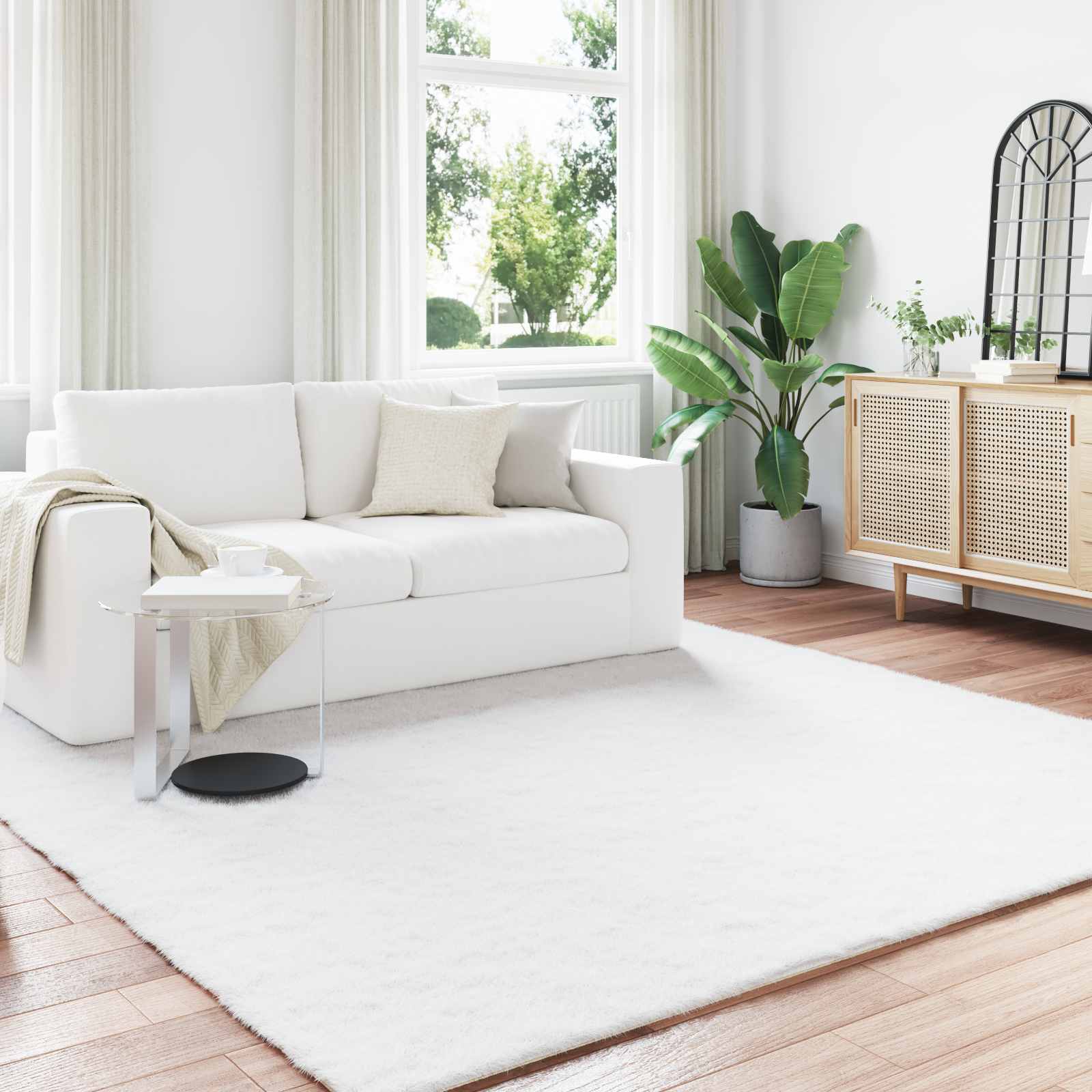 Antislip vloerkleed van imitatie konijnenbont OLITE Wit is nu te koop bij PeponiXL, paradijselijk wonen!