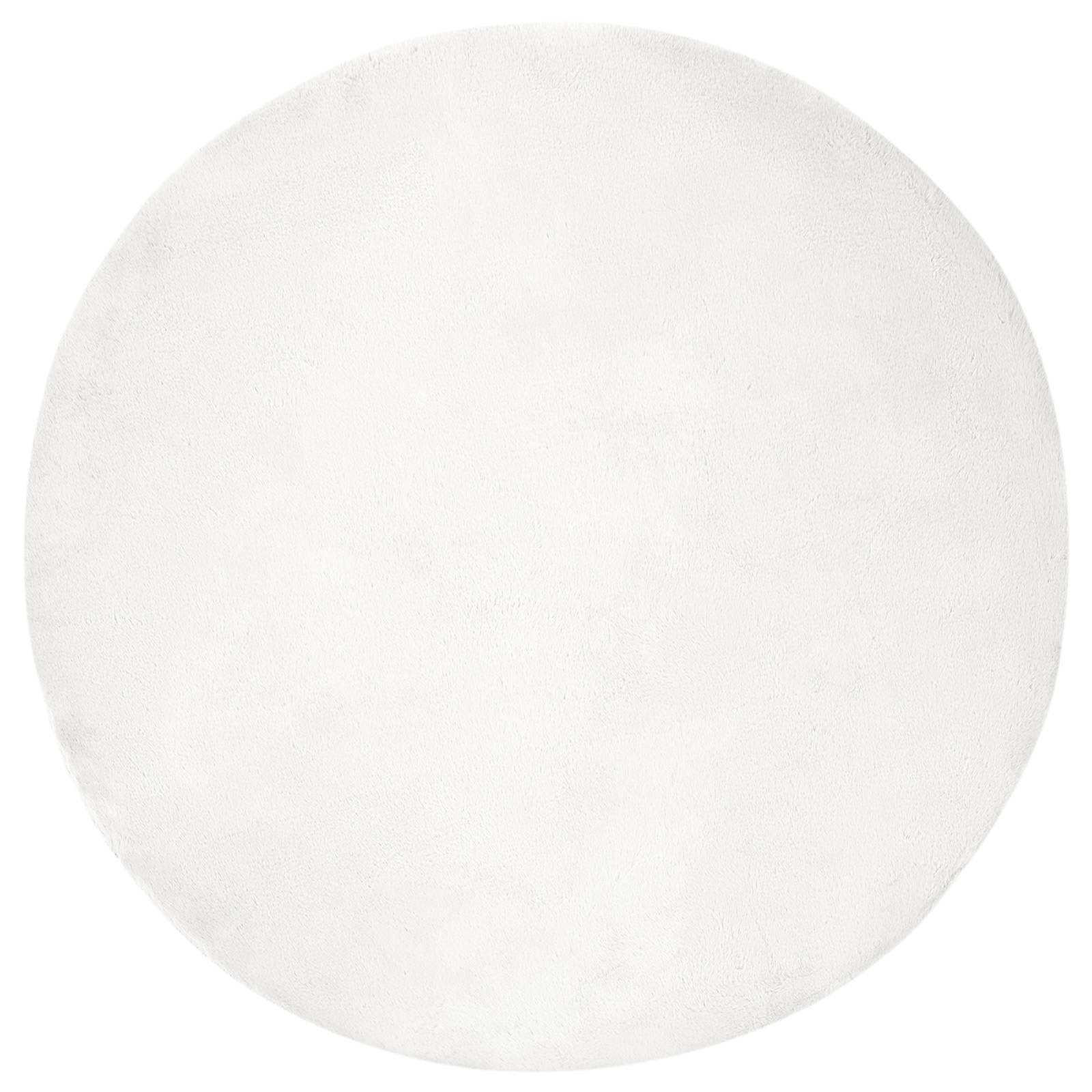 Antislip vloerkleed van imitatie konijnenbont OLITE Wit Ø 80 cm is nu te koop bij PeponiXL, paradijselijk wonen!