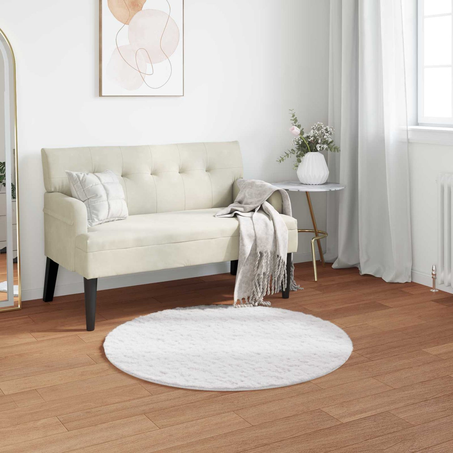 Antislip vloerkleed van imitatie konijnenbont OLITE Wit is nu te koop bij PeponiXL, paradijselijk wonen!