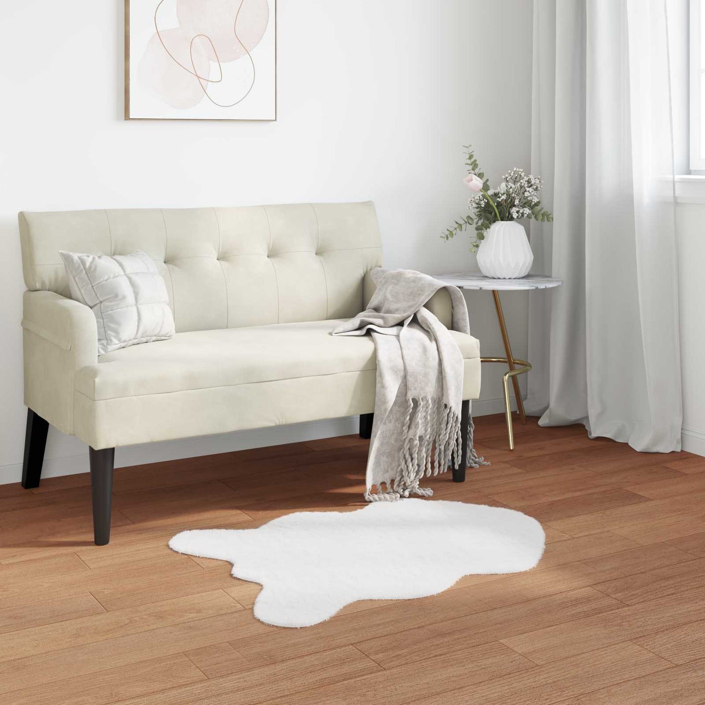 Antislip vloerkleed van imitatie konijnenbont OLITE Wit is nu te koop bij PeponiXL, paradijselijk wonen!
