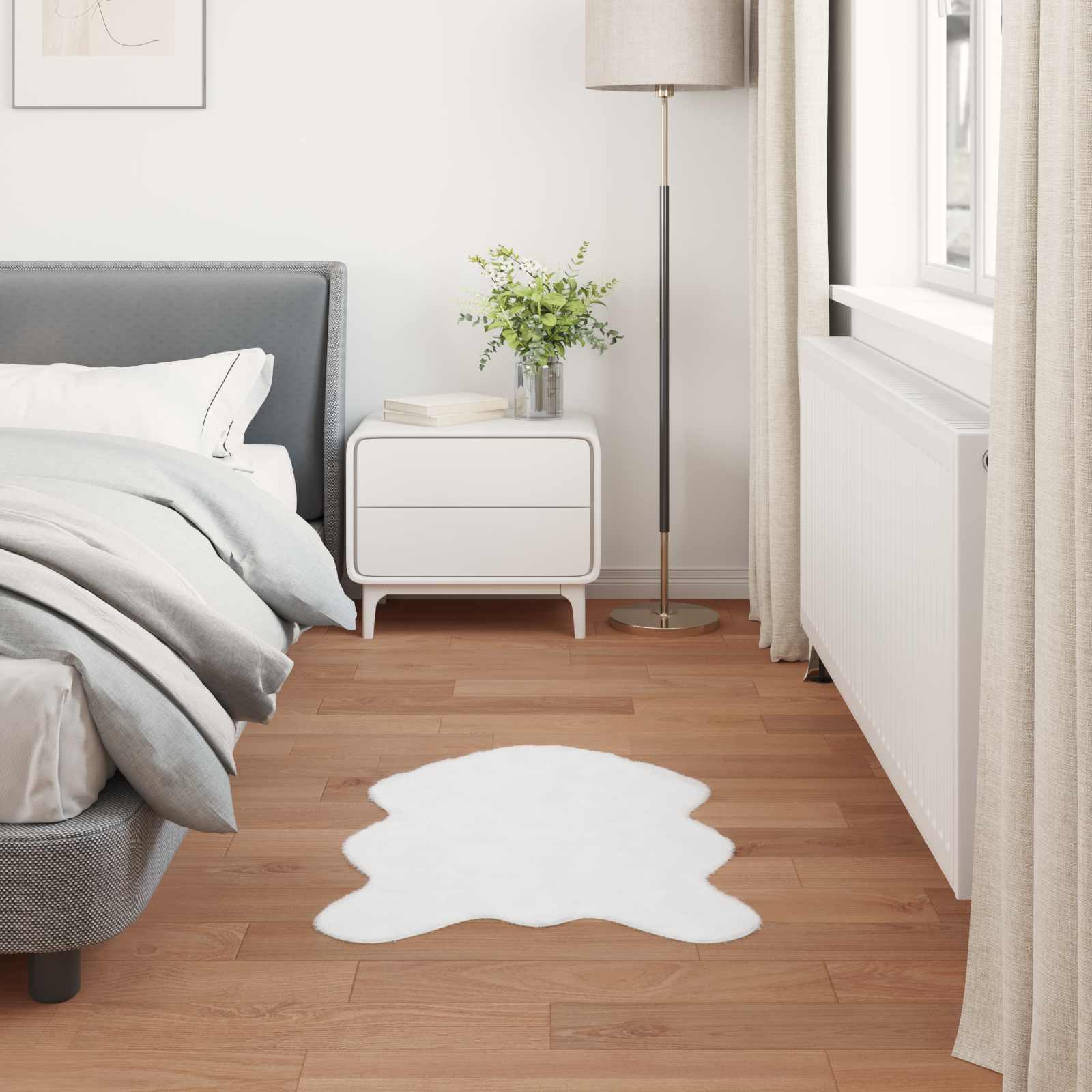 Antislip vloerkleed van imitatie konijnenbont OLITE Wit is nu te koop bij PeponiXL, paradijselijk wonen!