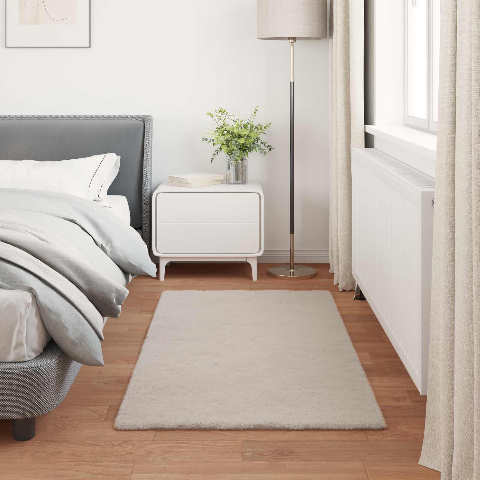 Antislip vloerkleed van imitatie konijnenbont OLITE Beige is nu te koop bij PeponiXL, paradijselijk wonen!