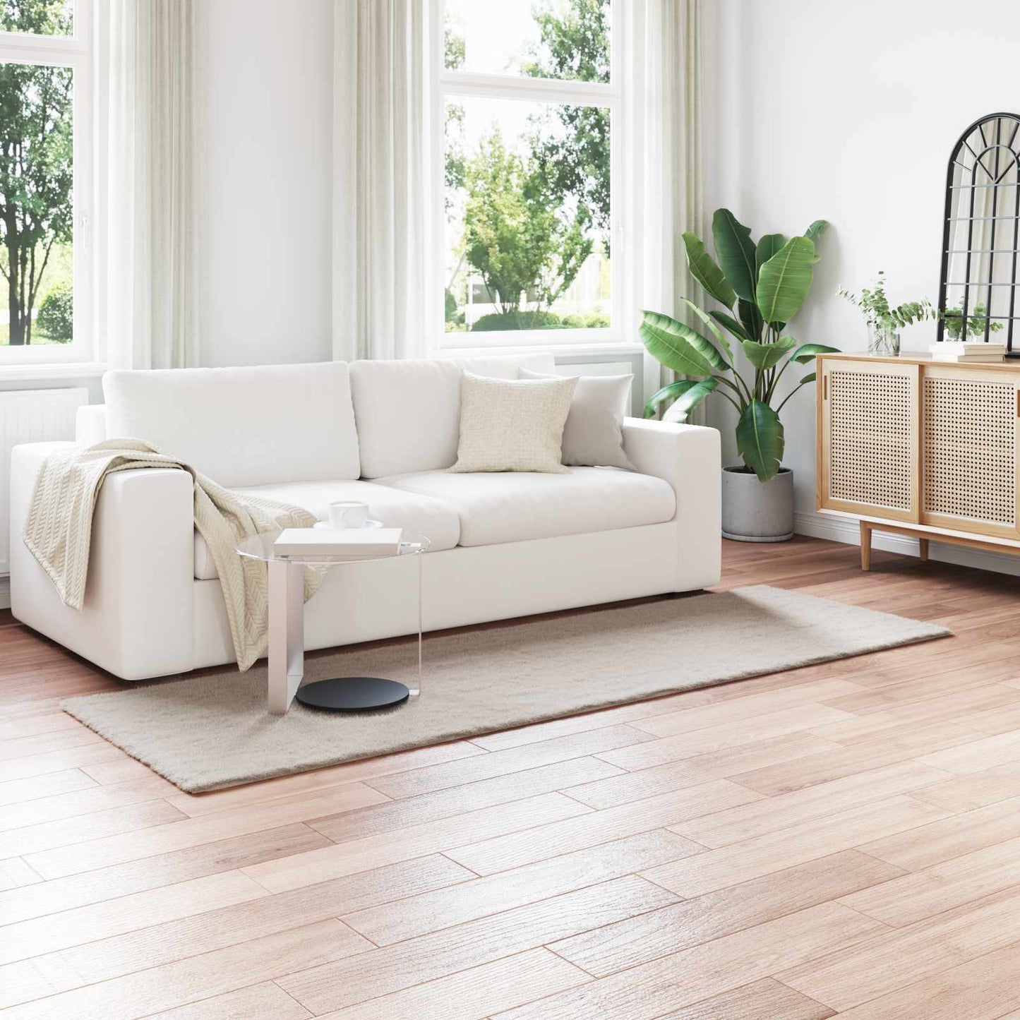 Antislip neplederen konijnenbont vloerkleed Olite Beige is nu te koop bij PeponiXL, paradijselijk wonen!