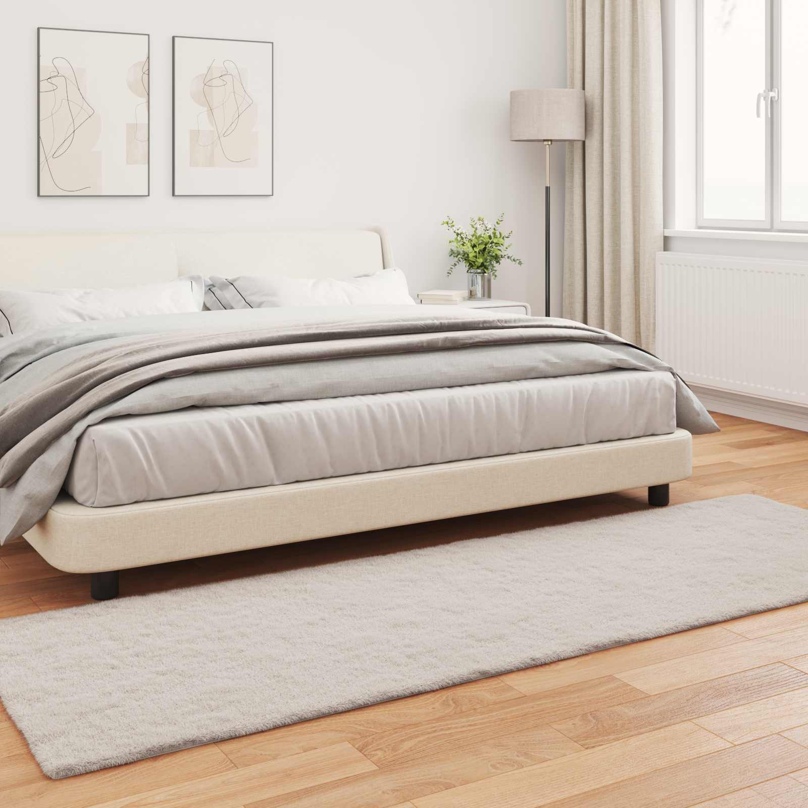 Antislip neplederen konijnenbont vloerkleed Olite Beige is nu te koop bij PeponiXL, paradijselijk wonen!