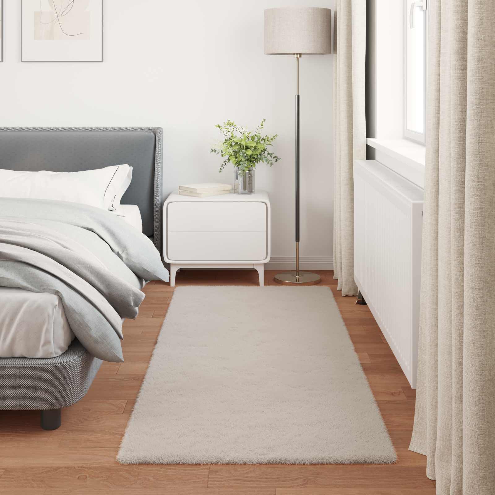 Antislip vloerkleed van imitatie konijnenbont OLITE Beige is nu te koop bij PeponiXL, paradijselijk wonen!