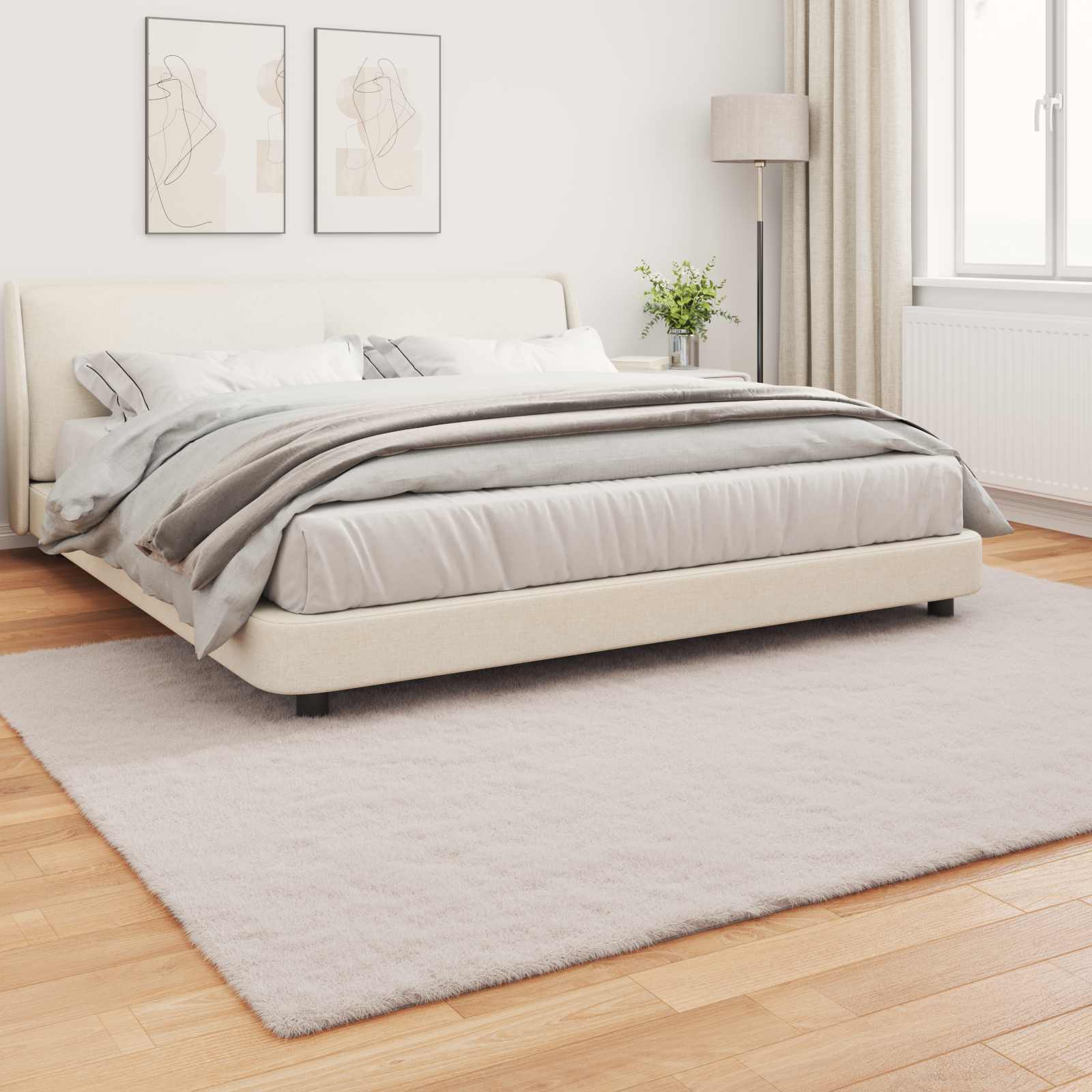 Antislip neplederen konijnenbont vloerkleed Olite Beige is nu te koop bij PeponiXL, paradijselijk wonen!