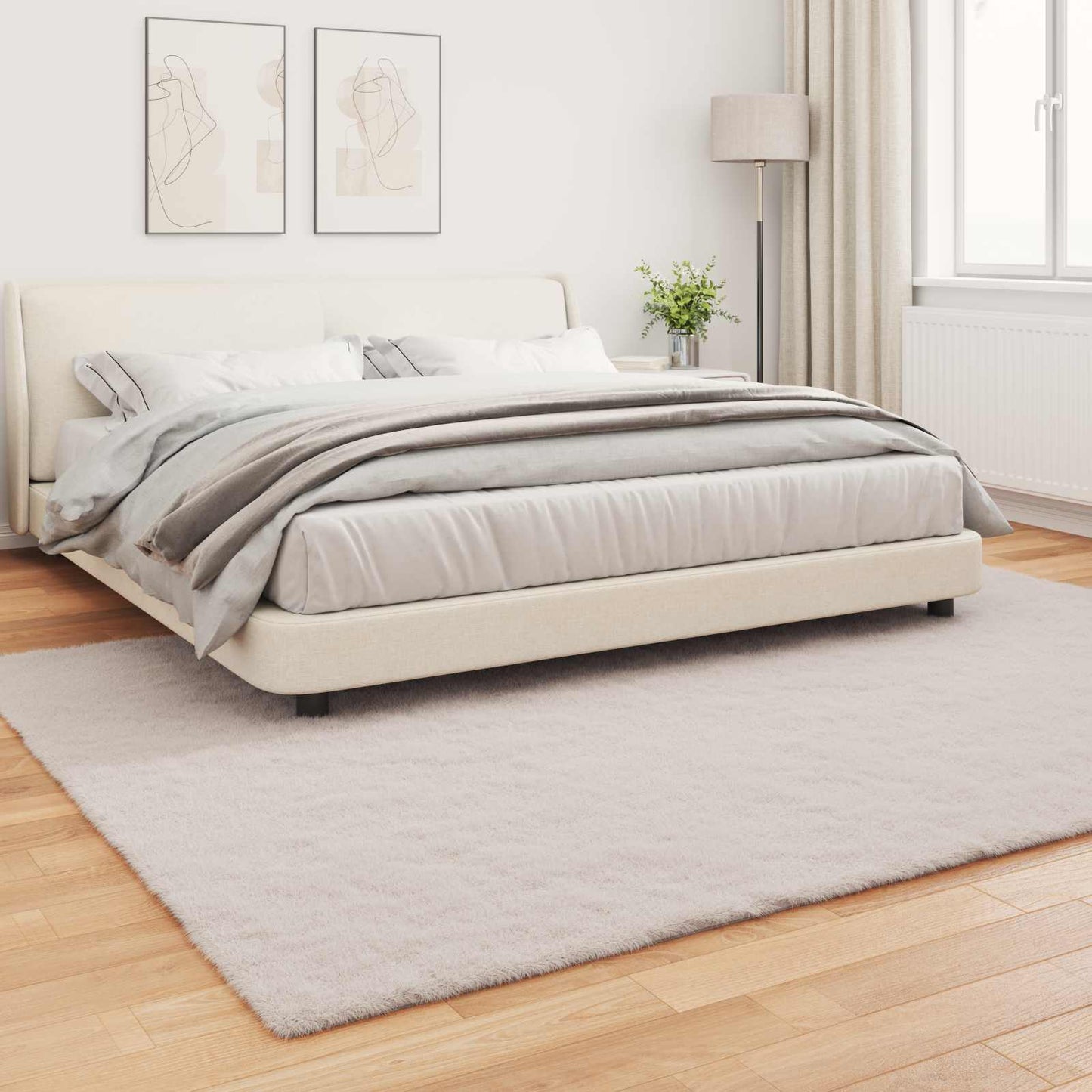 Antislip neplederen konijnenbont vloerkleed Olite Beige is nu te koop bij PeponiXL, paradijselijk wonen!
