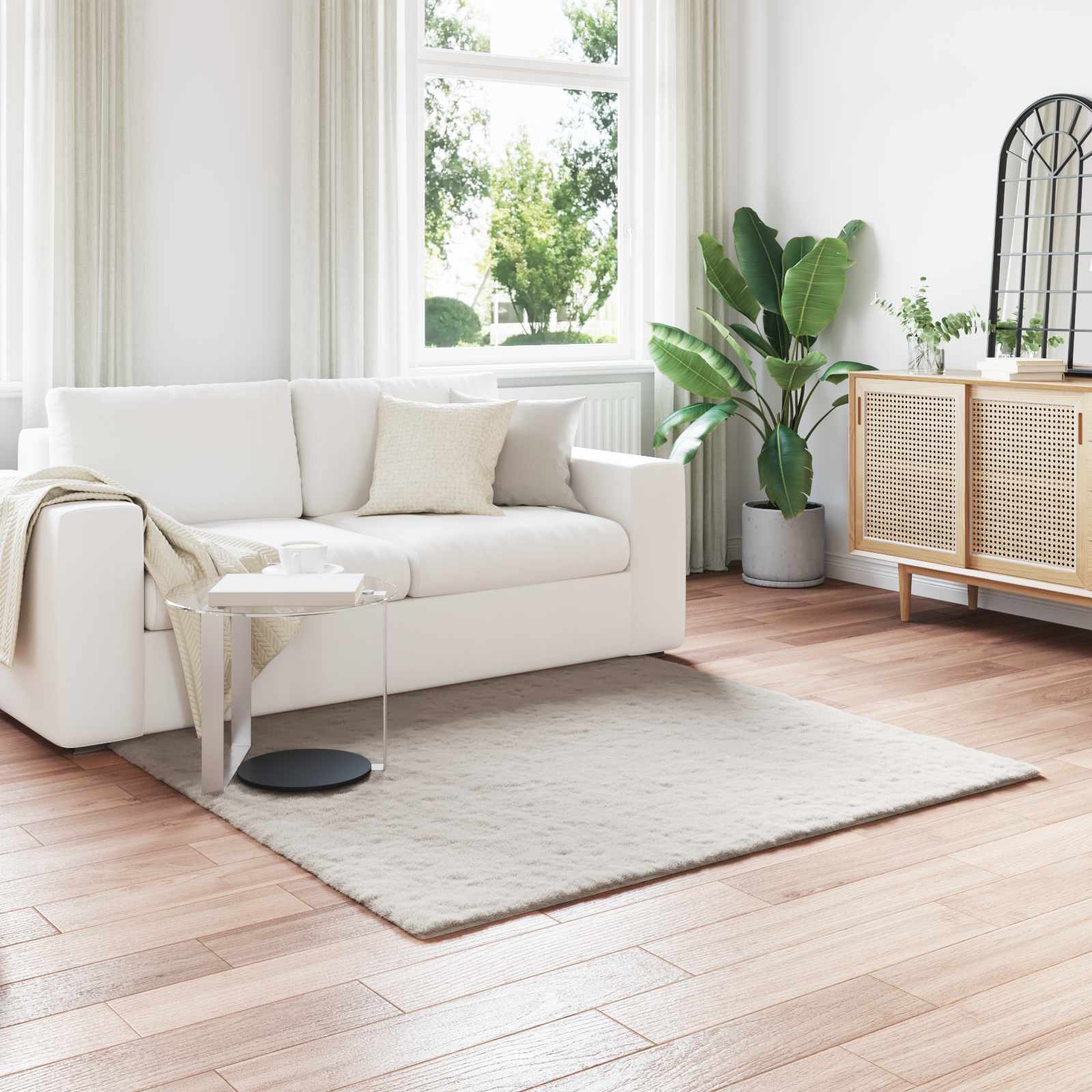 Antislip vloerkleed van imitatie konijnenbont OLITE Beige is nu te koop bij PeponiXL, paradijselijk wonen!