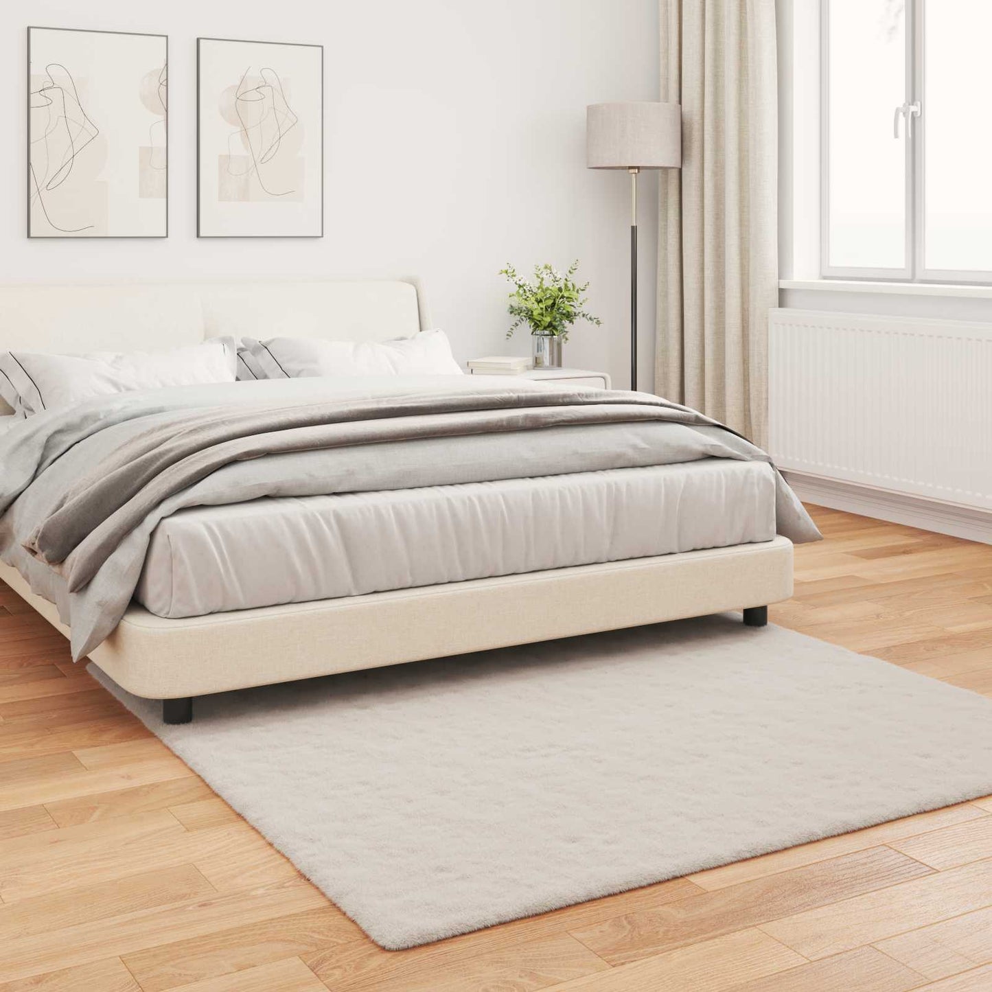 Antislip vloerkleed van imitatie konijnenbont OLITE Beige is nu te koop bij PeponiXL, paradijselijk wonen!
