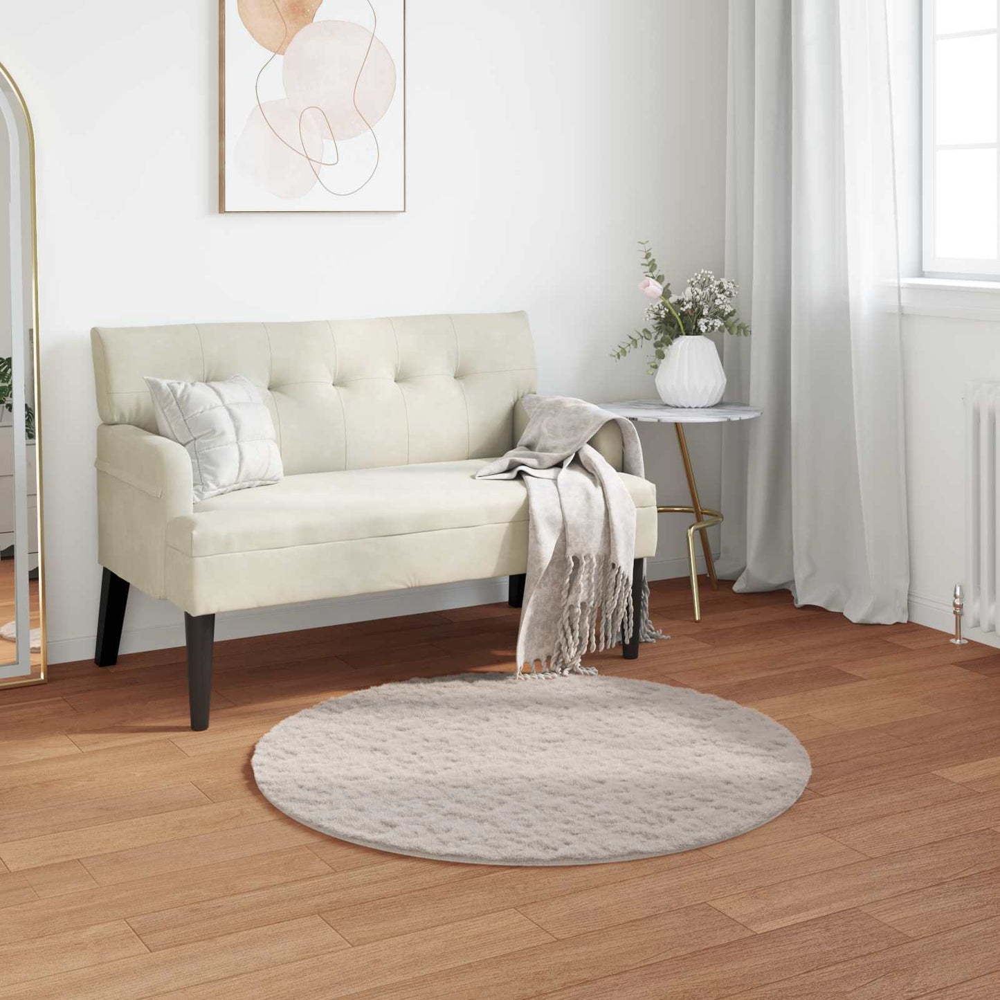 Antislip vloerkleed van imitatie konijnenbont OLITE Beige is nu te koop bij PeponiXL, paradijselijk wonen!