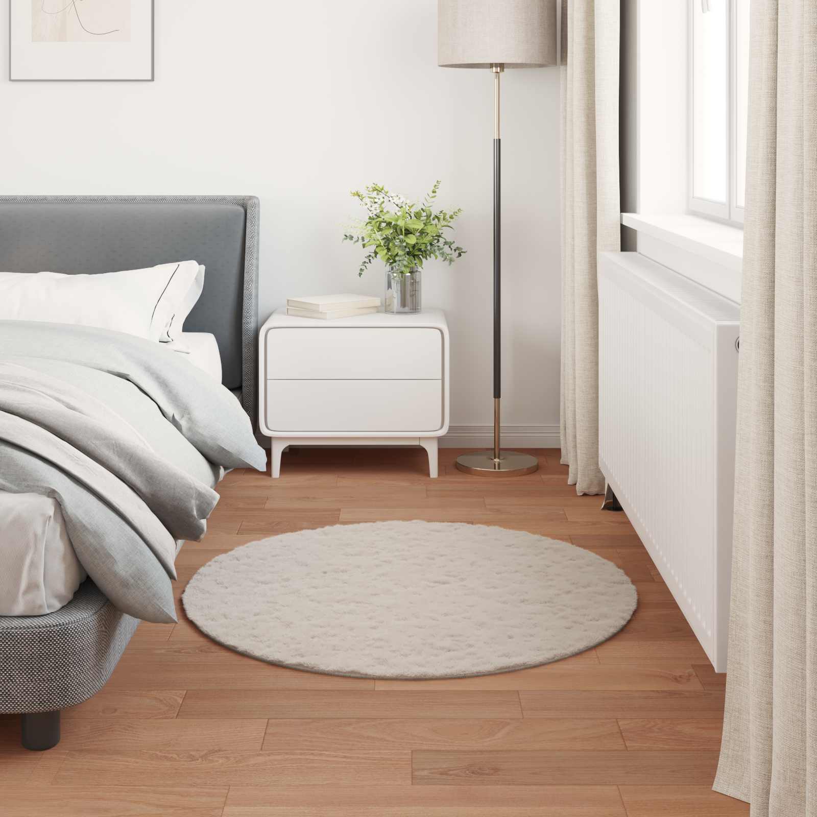 Antislip vloerkleed van imitatie konijnenbont OLITE Beige is nu te koop bij PeponiXL, paradijselijk wonen!