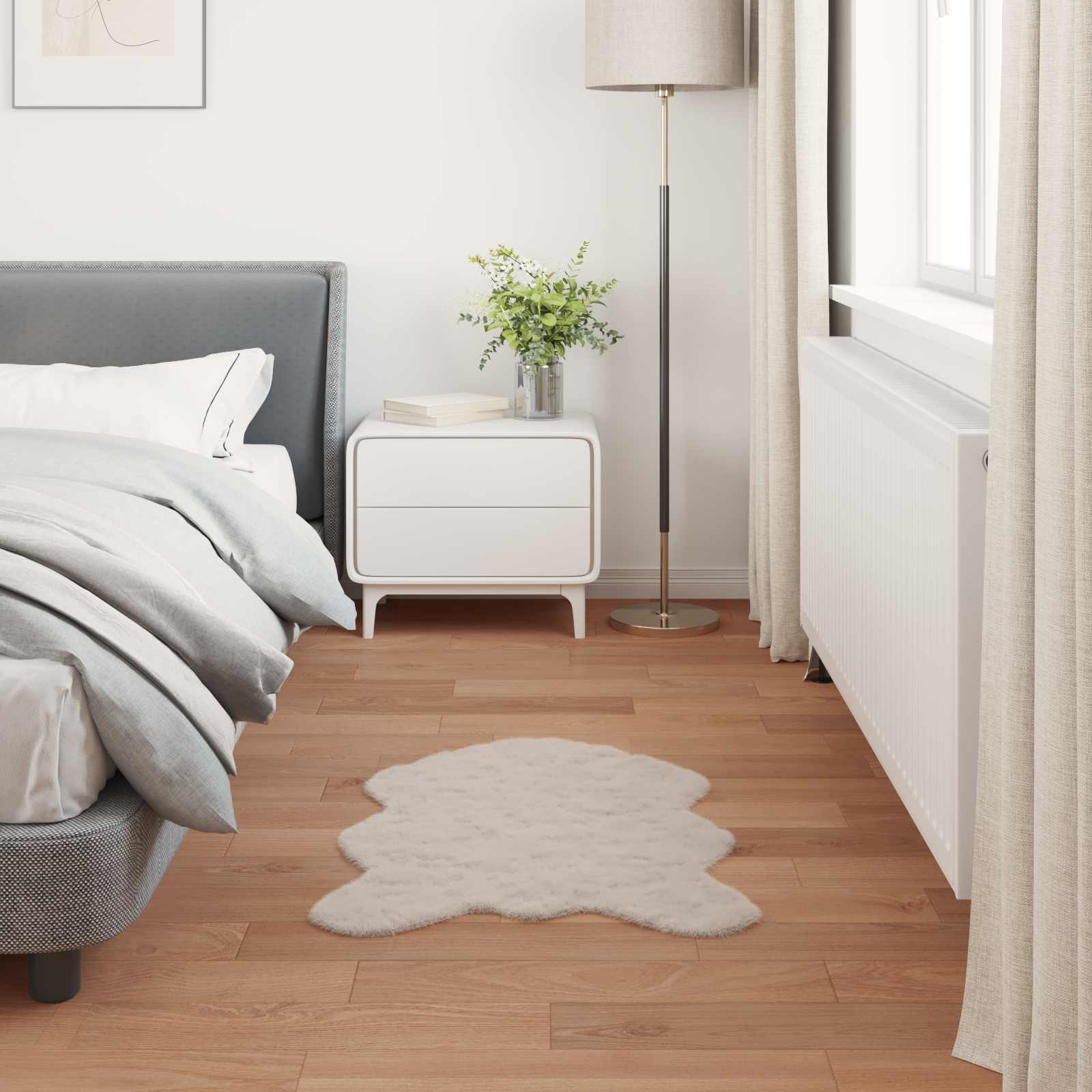 Antislip vloerkleed van imitatie konijnenbont OLITE Beige is nu te koop bij PeponiXL, paradijselijk wonen!