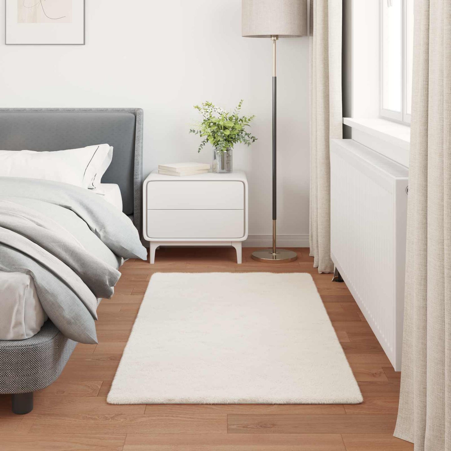 Antislip vloerkleed van imitatie konijnenbont OLITE 60 x 110 cm is nu te koop bij PeponiXL, paradijselijk wonen!