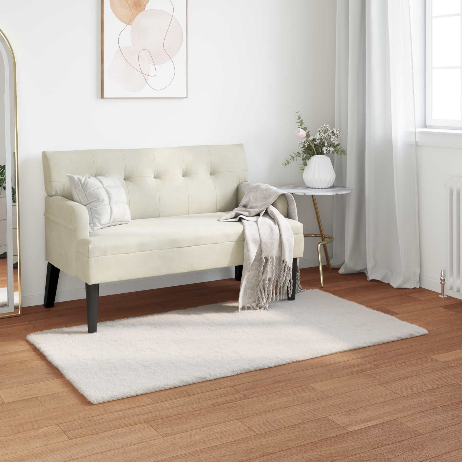 Antislip vloerkleed van imitatie konijnenbont OLITE 80 x 150 cm is nu te koop bij PeponiXL, paradijselijk wonen!