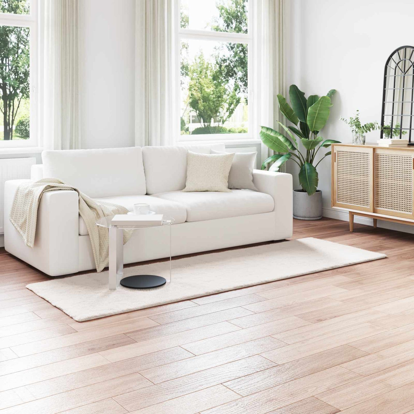 Antislip neplederen konijnenbont vloerkleed Olite Crème is nu te koop bij PeponiXL, paradijselijk wonen!