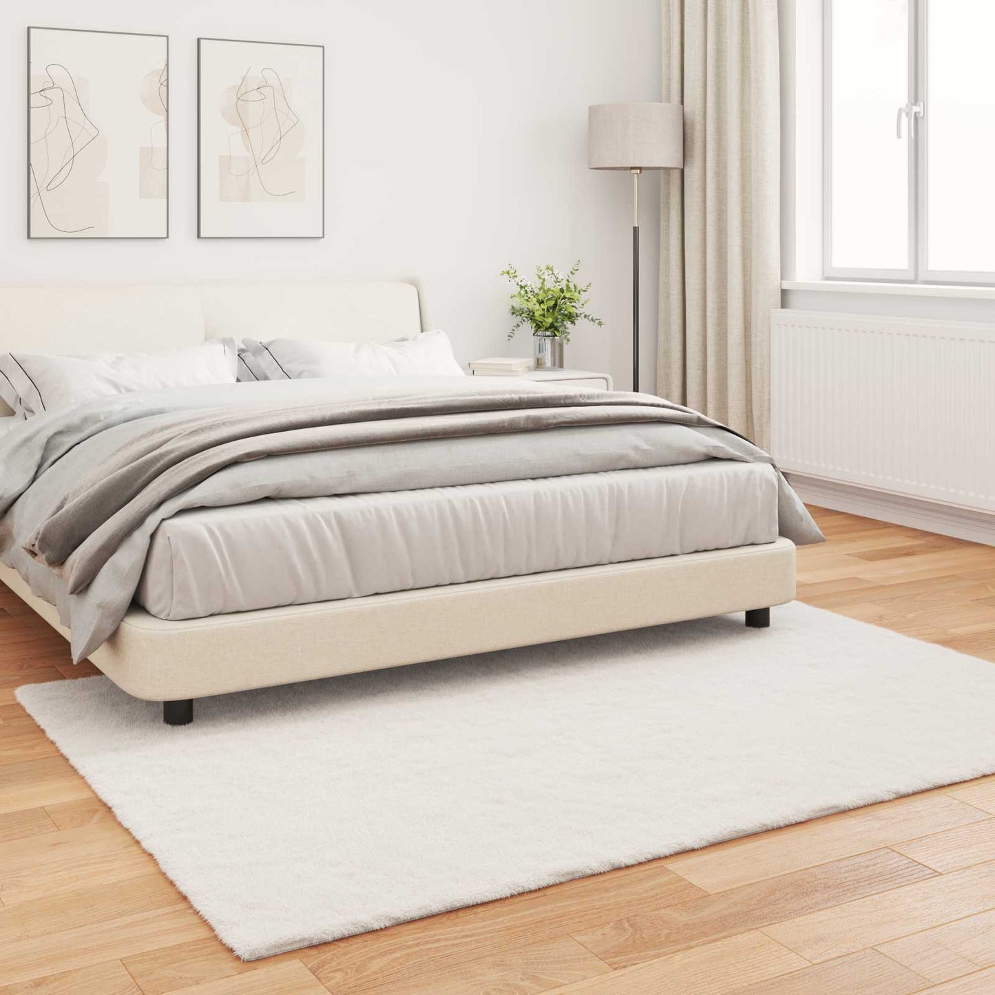 Antislip neplederen konijnenbont vloerkleed Olite Crème is nu te koop bij PeponiXL, paradijselijk wonen!