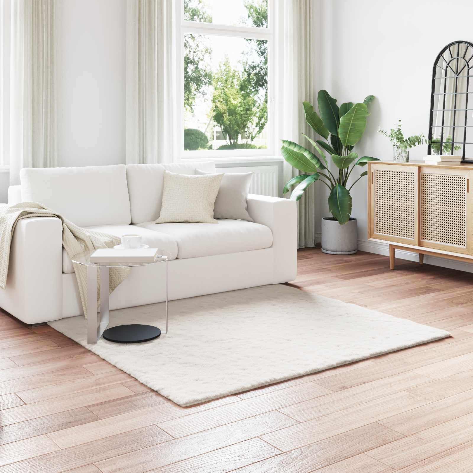 Antislip vloerkleed van imitatie konijnenbont OLITE Polyester is nu te koop bij PeponiXL, paradijselijk wonen!