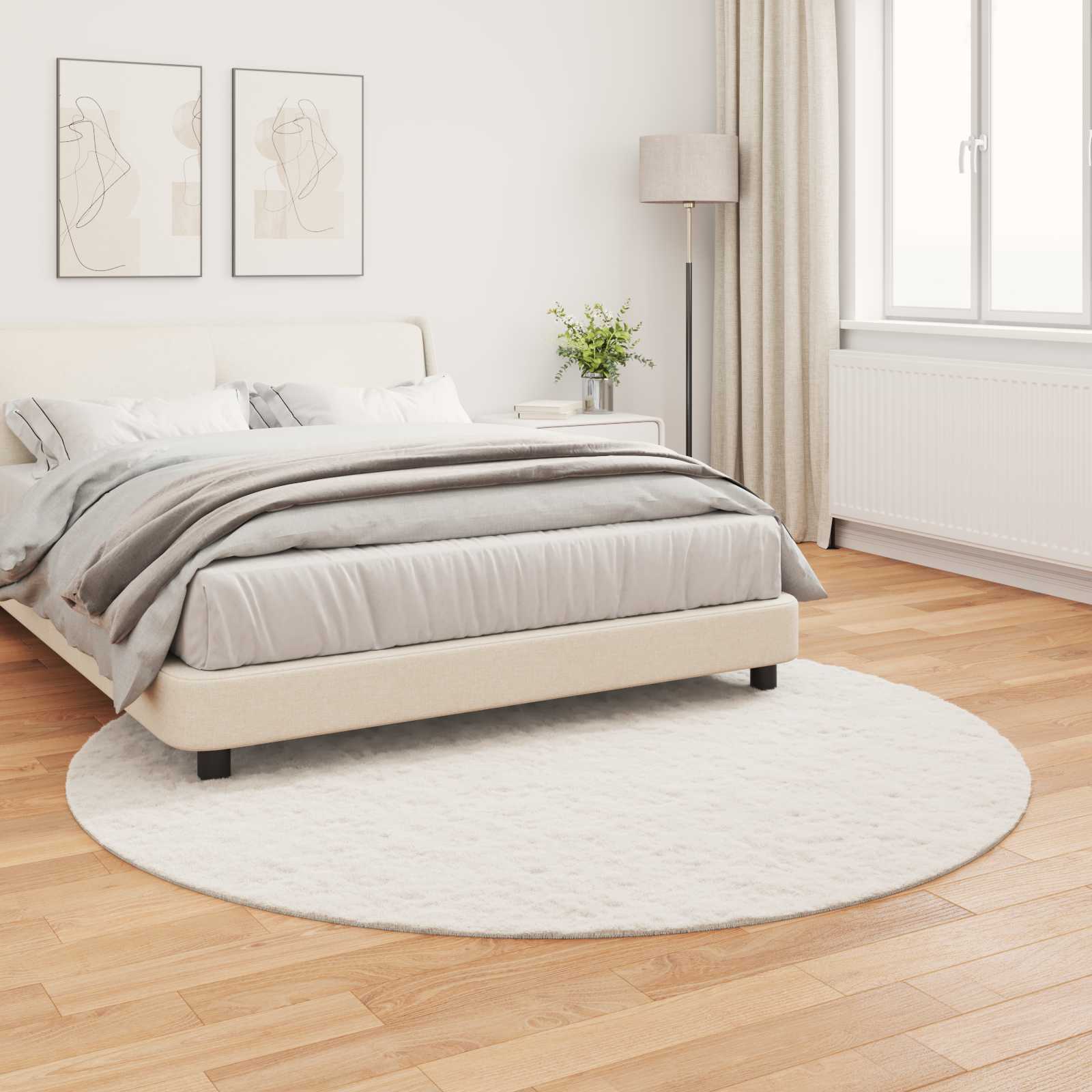 Antislip vloerkleed van imitatie konijnenbont OLITE Ø 200 cm is nu te koop bij PeponiXL, paradijselijk wonen!