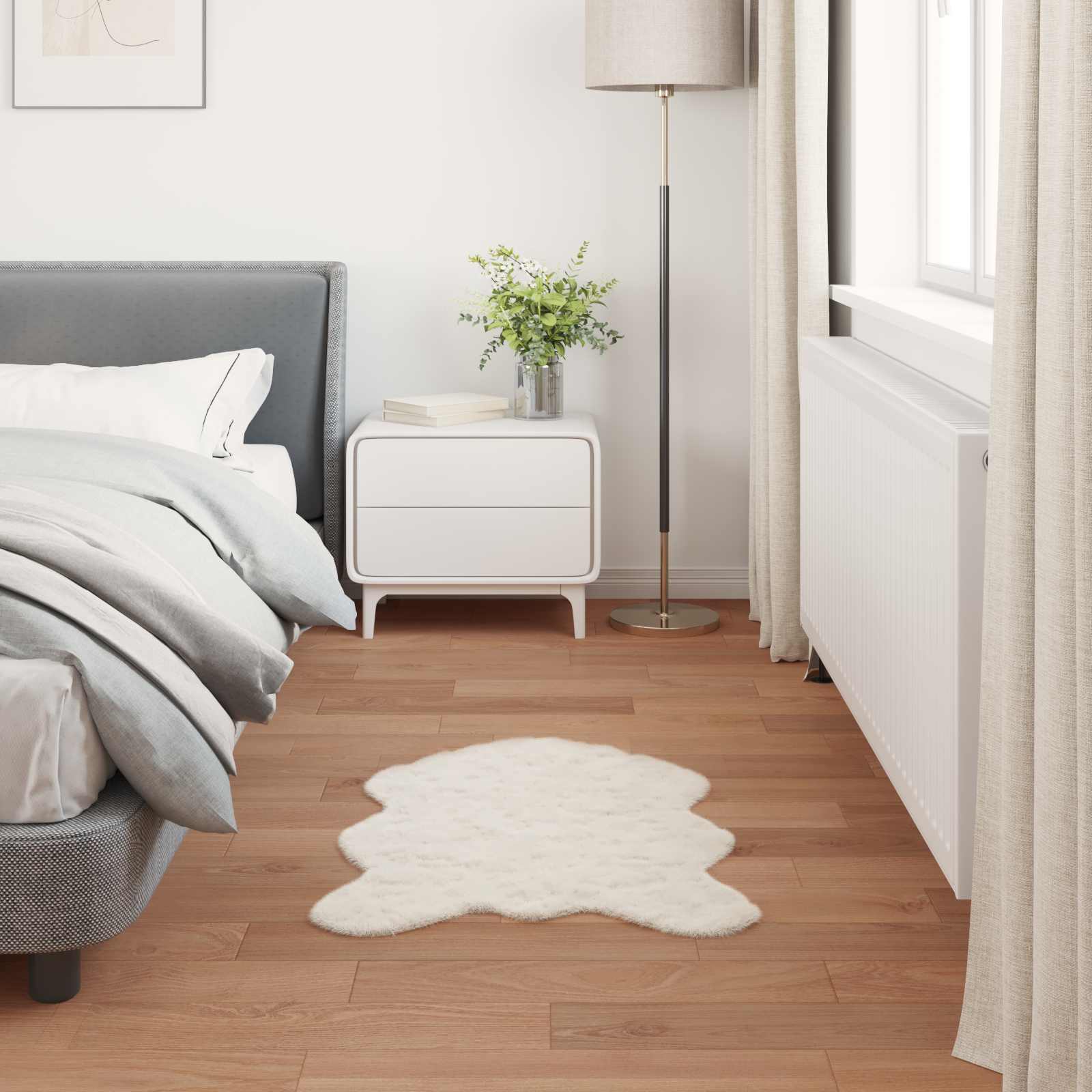 Antislip vloerkleed van imitatie konijnenbont OLITE 60 x 90 cm is nu te koop bij PeponiXL, paradijselijk wonen!