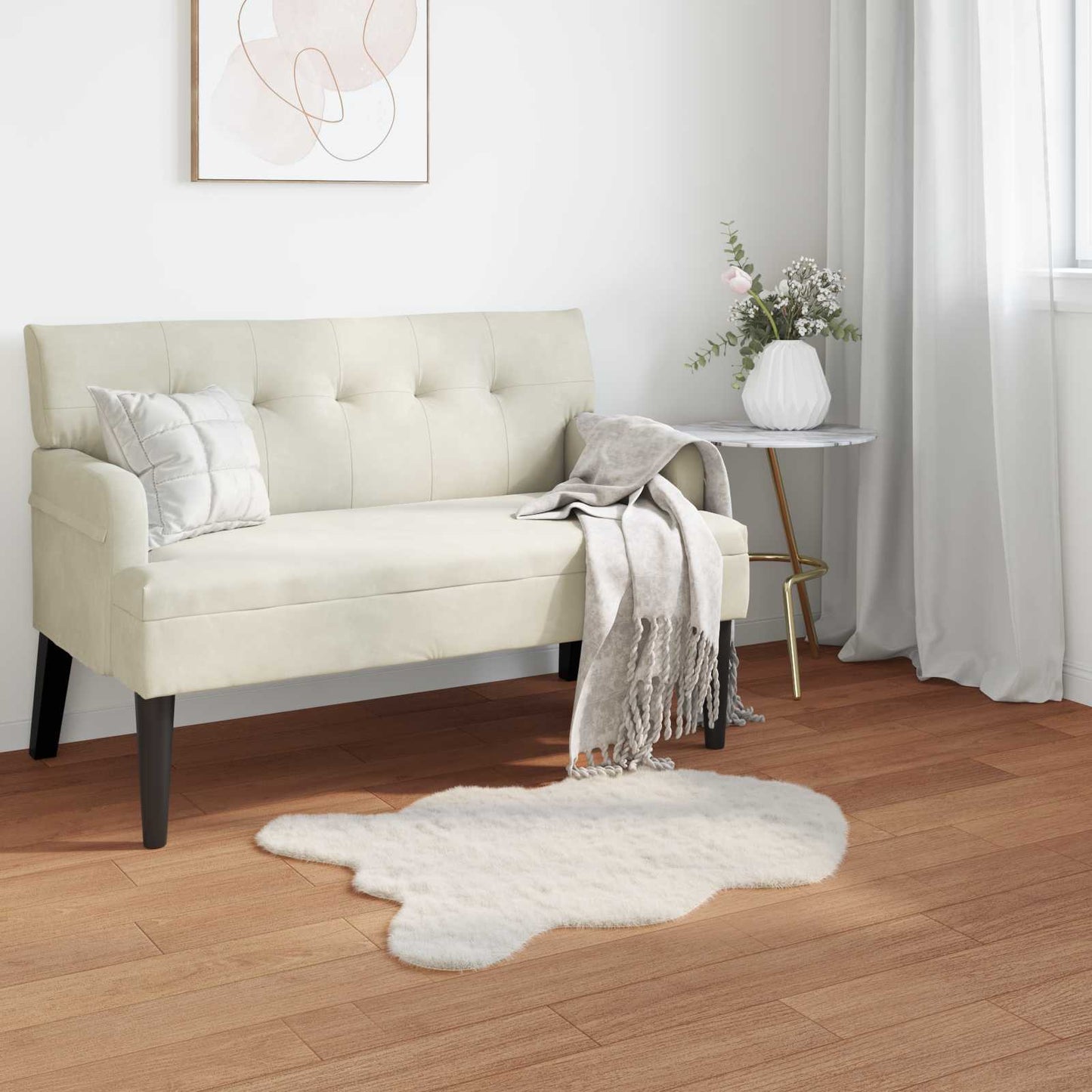 Antislip vloerkleed van imitatie konijnenbont OLITE 80 x 120 cm is nu te koop bij PeponiXL, paradijselijk wonen!