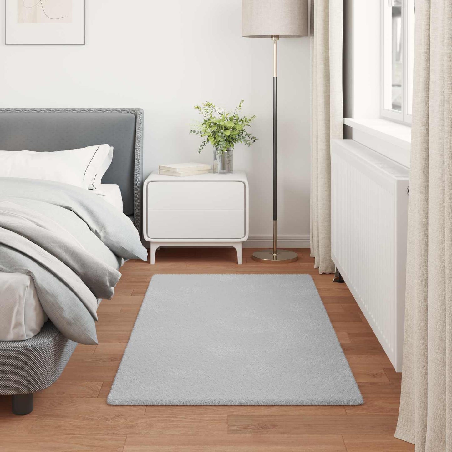 Antislip vloerkleed van imitatie konijnenbont OLITE Grijs is nu te koop bij PeponiXL, paradijselijk wonen!