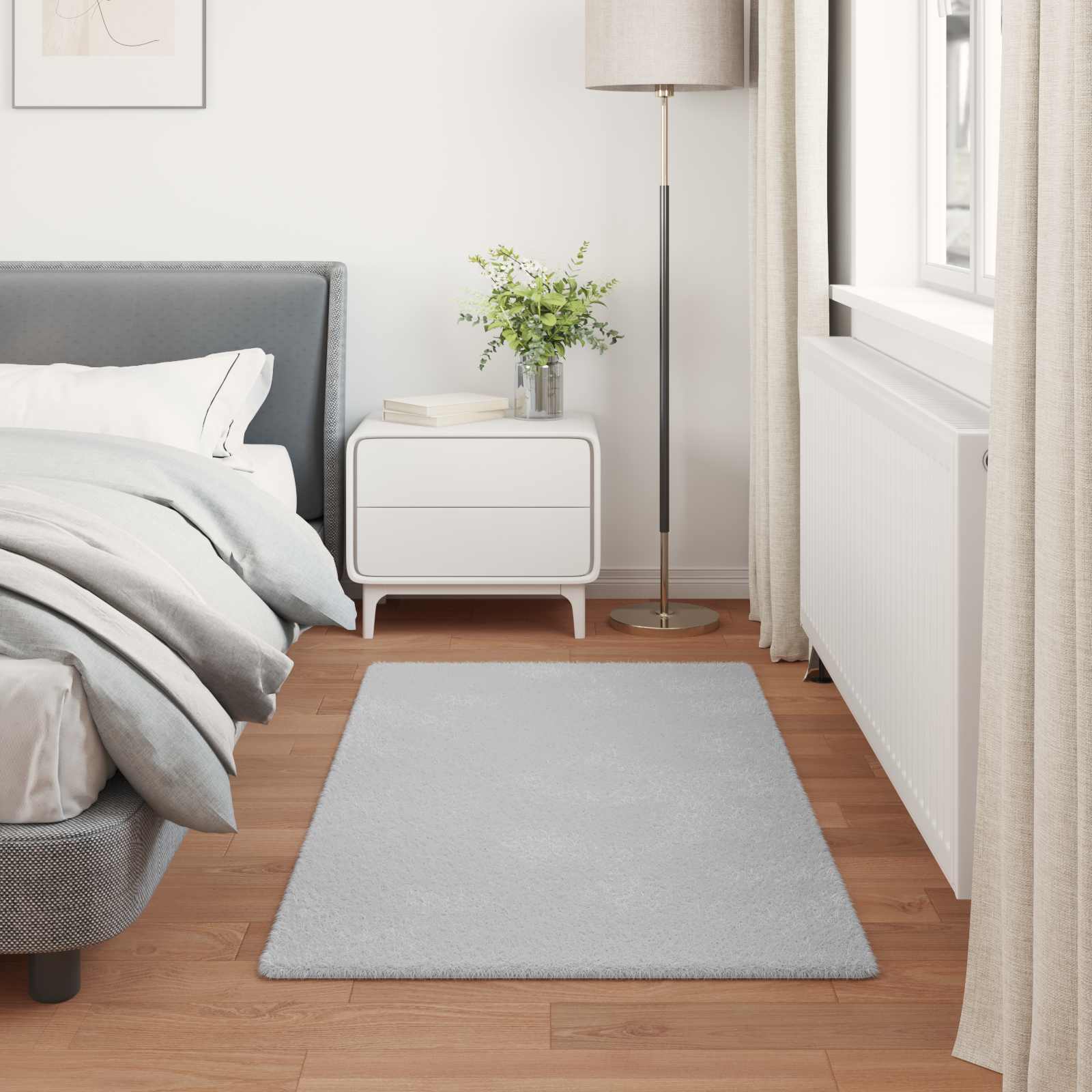 Antislip vloerkleed van imitatie konijnenbont OLITE Grijs is nu te koop bij PeponiXL, paradijselijk wonen!