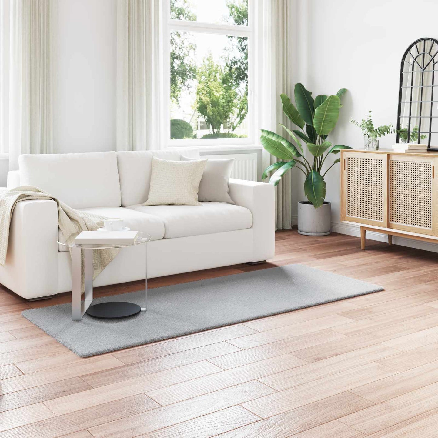 Antislip neplederen konijnenbont vloerkleed Olite Grijs is nu te koop bij PeponiXL, paradijselijk wonen!