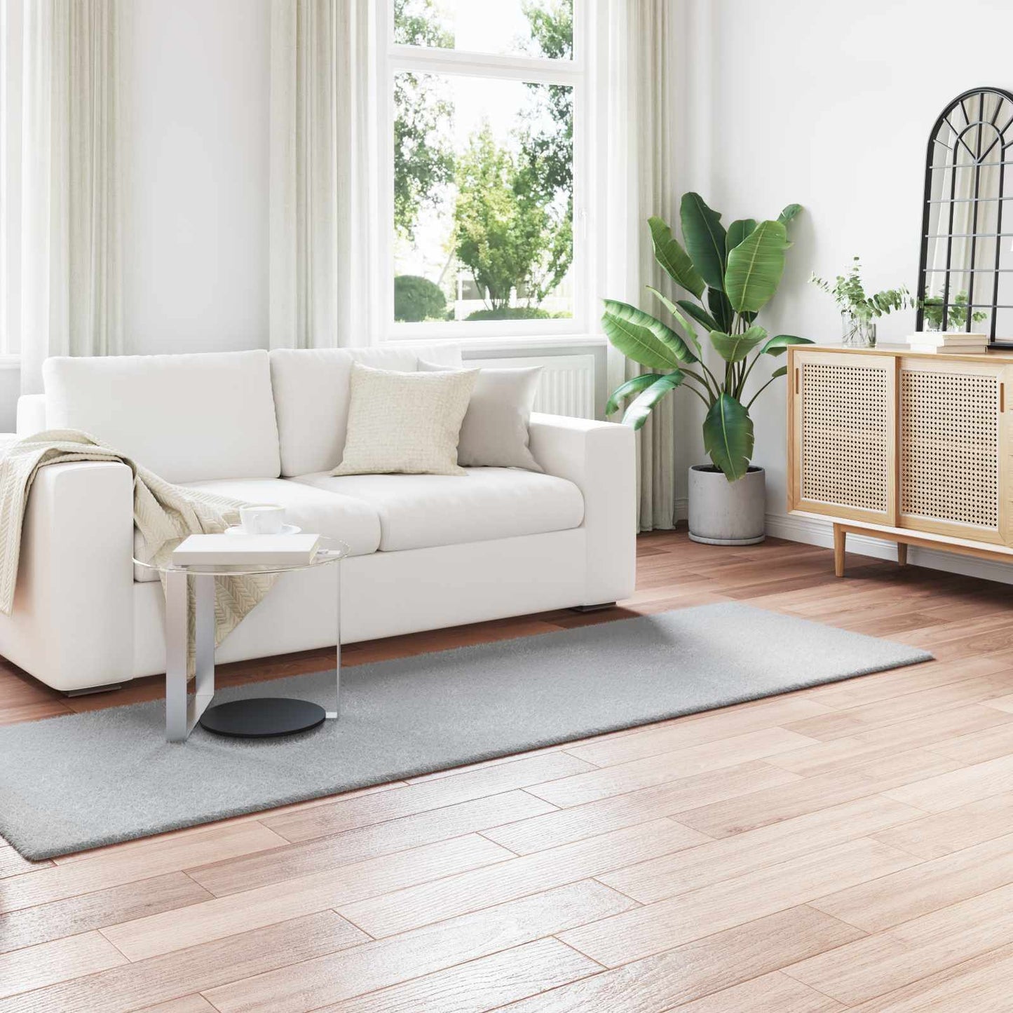 Antislip neplederen konijnenbont vloerkleed Olite Grijs is nu te koop bij PeponiXL, paradijselijk wonen!