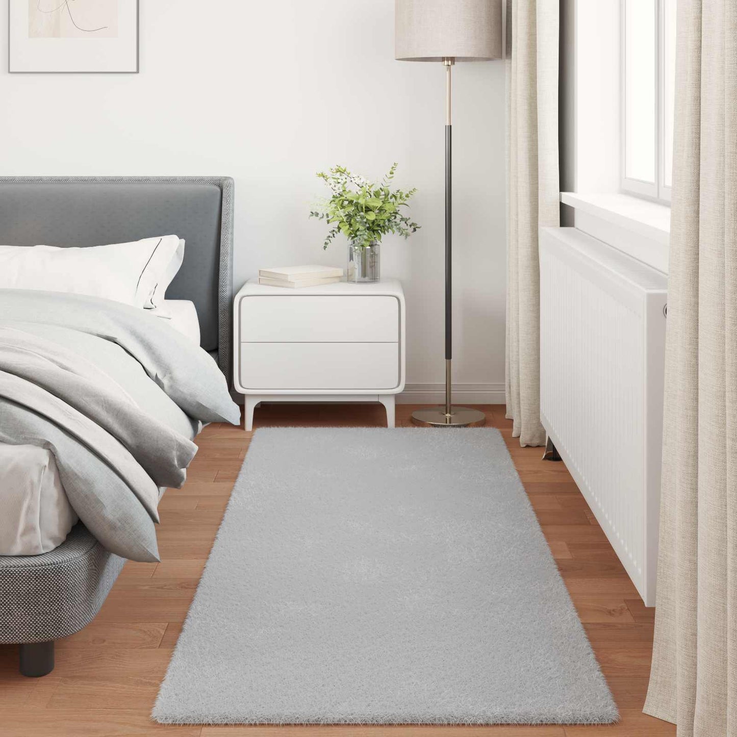 Antislip vloerkleed van imitatie konijnenbont OLITE Grijs is nu te koop bij PeponiXL, paradijselijk wonen!