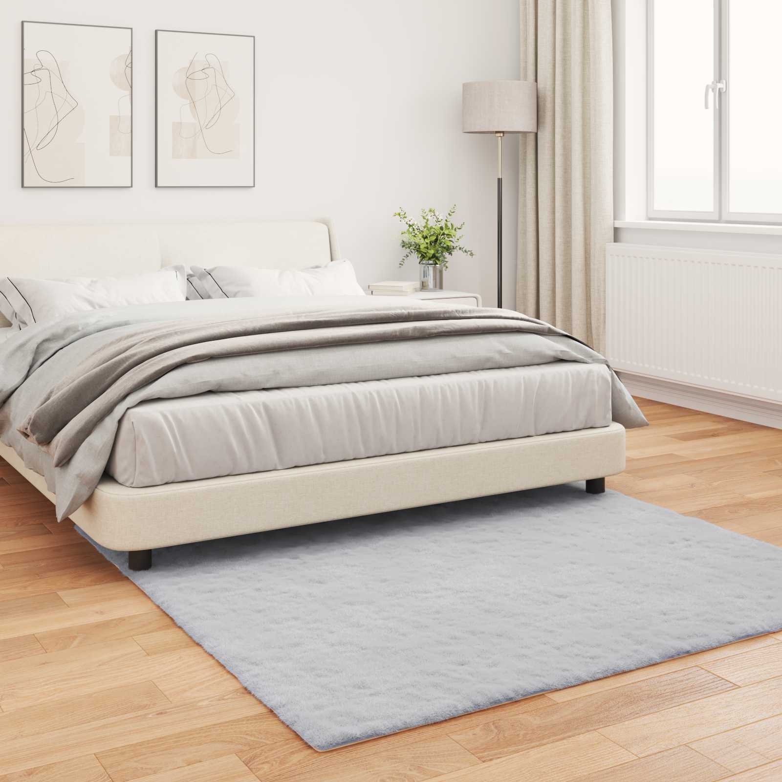 Antislip vloerkleed van imitatie konijnenbont OLITE Grijs is nu te koop bij PeponiXL, paradijselijk wonen!