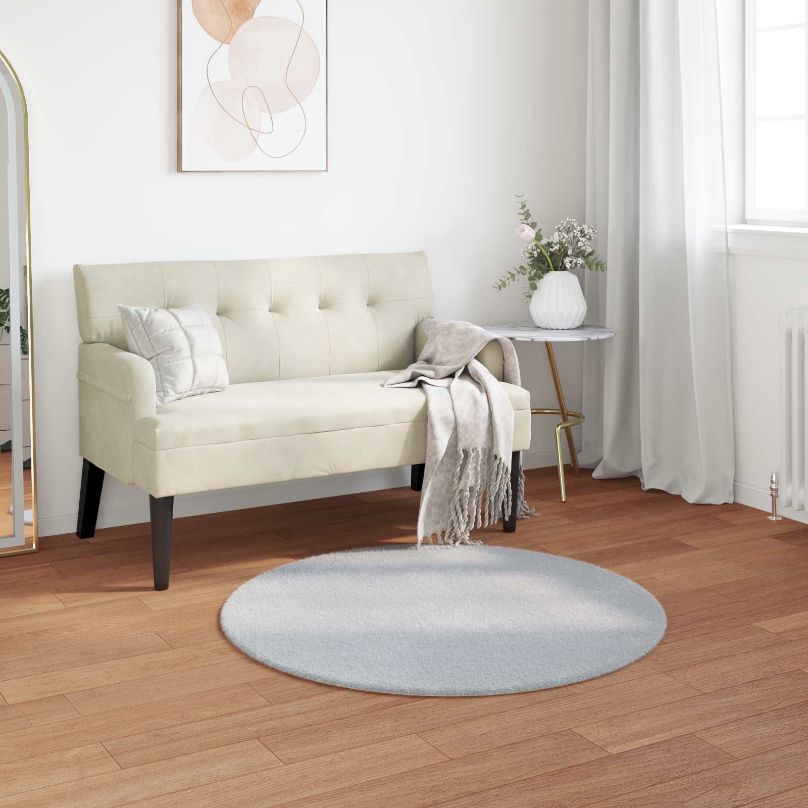 Antislip vloerkleed van imitatie konijnenbont OLITE Grijs is nu te koop bij PeponiXL, paradijselijk wonen!