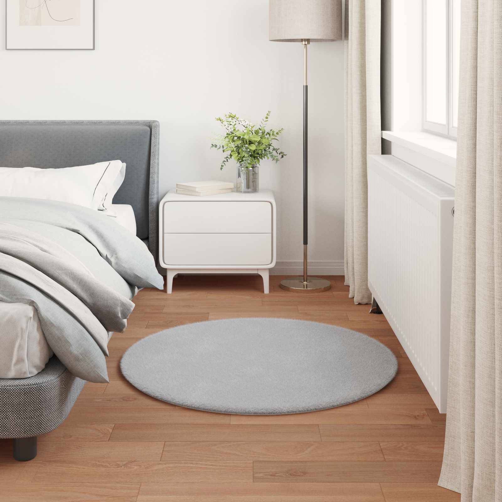 Antislip vloerkleed van imitatie konijnenbont OLITE Grijs is nu te koop bij PeponiXL, paradijselijk wonen!