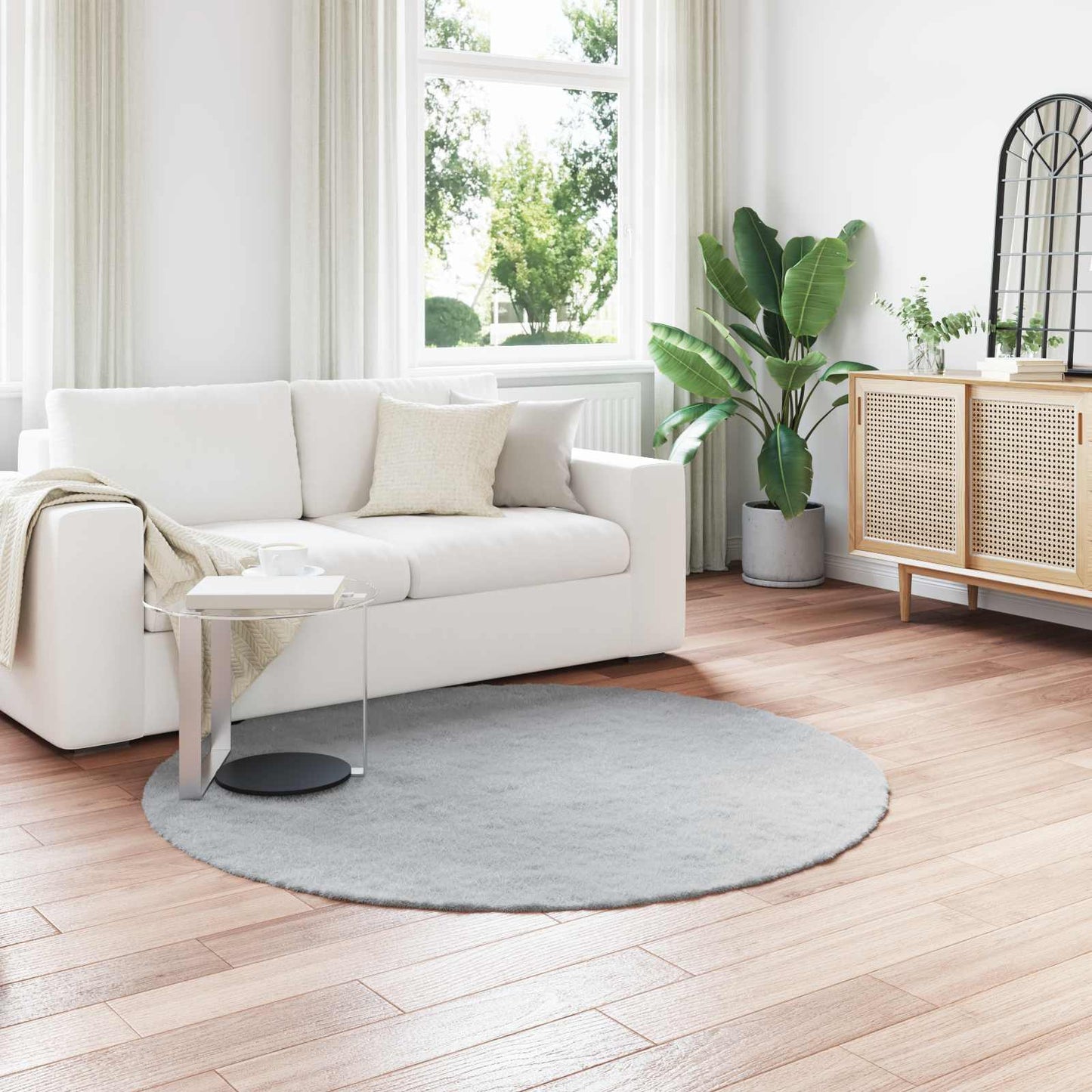 Antislip vloerkleed van imitatie konijnenbont OLITE Grijs is nu te koop bij PeponiXL, paradijselijk wonen!