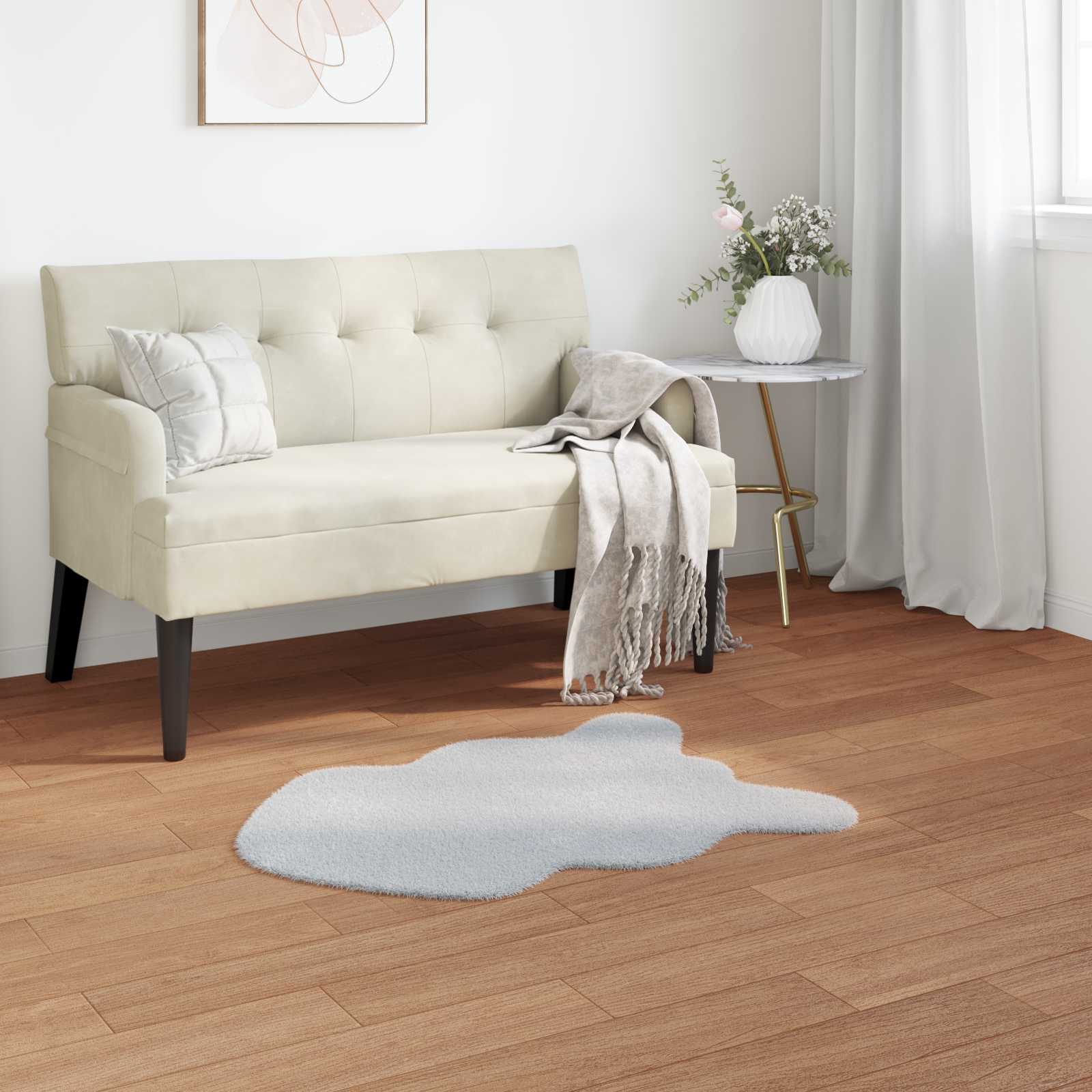 Antislip vloerkleed van imitatie konijnenbont OLITE Grijs is nu te koop bij PeponiXL, paradijselijk wonen!