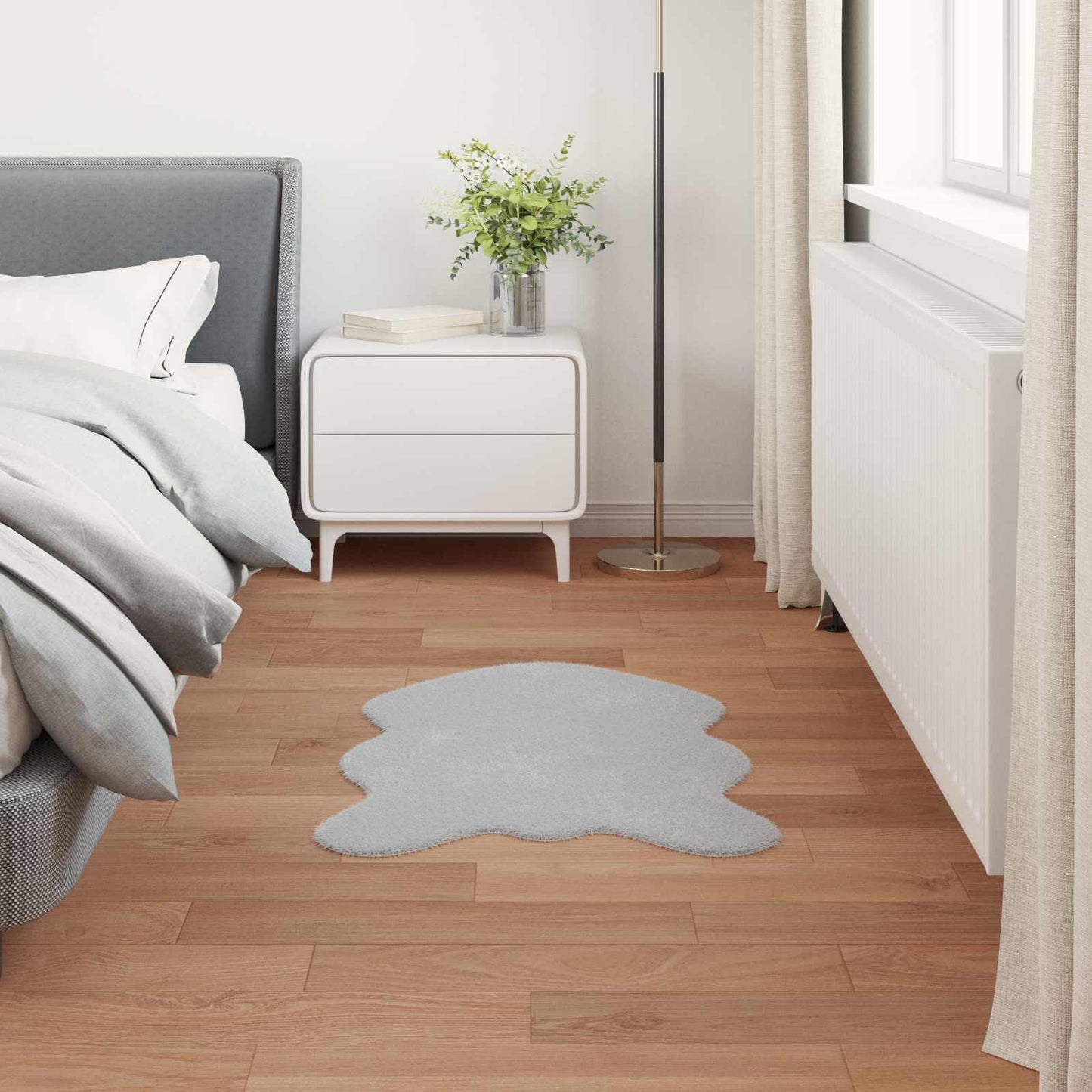 Antislip vloerkleed van imitatie konijnenbont OLITE Grijs is nu te koop bij PeponiXL, paradijselijk wonen!
