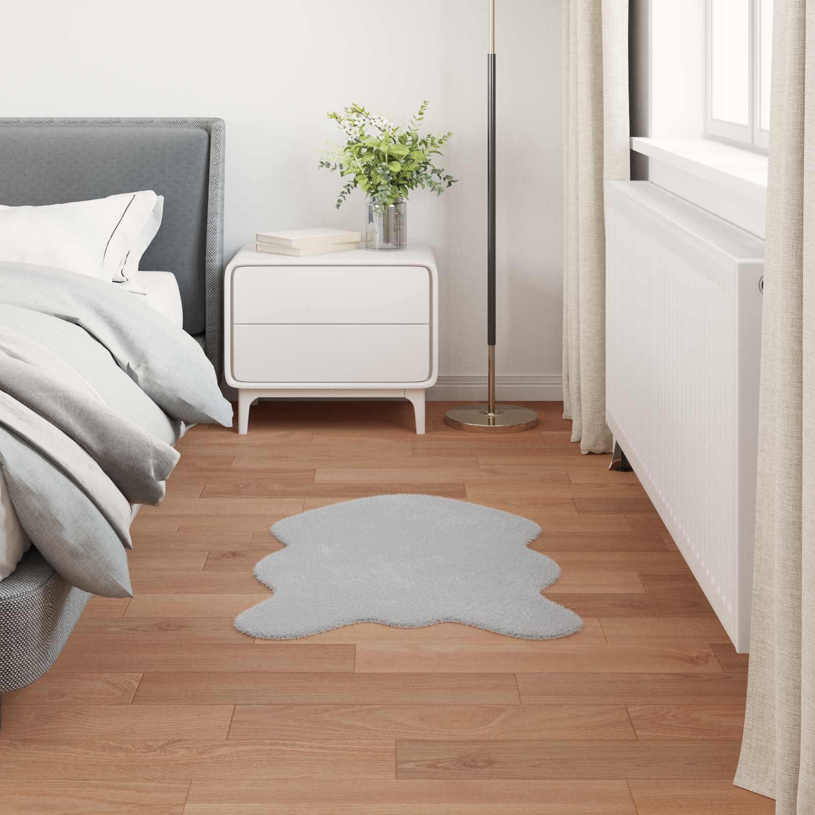 Antislip vloerkleed van imitatie konijnenbont OLITE Grijs is nu te koop bij PeponiXL, paradijselijk wonen!