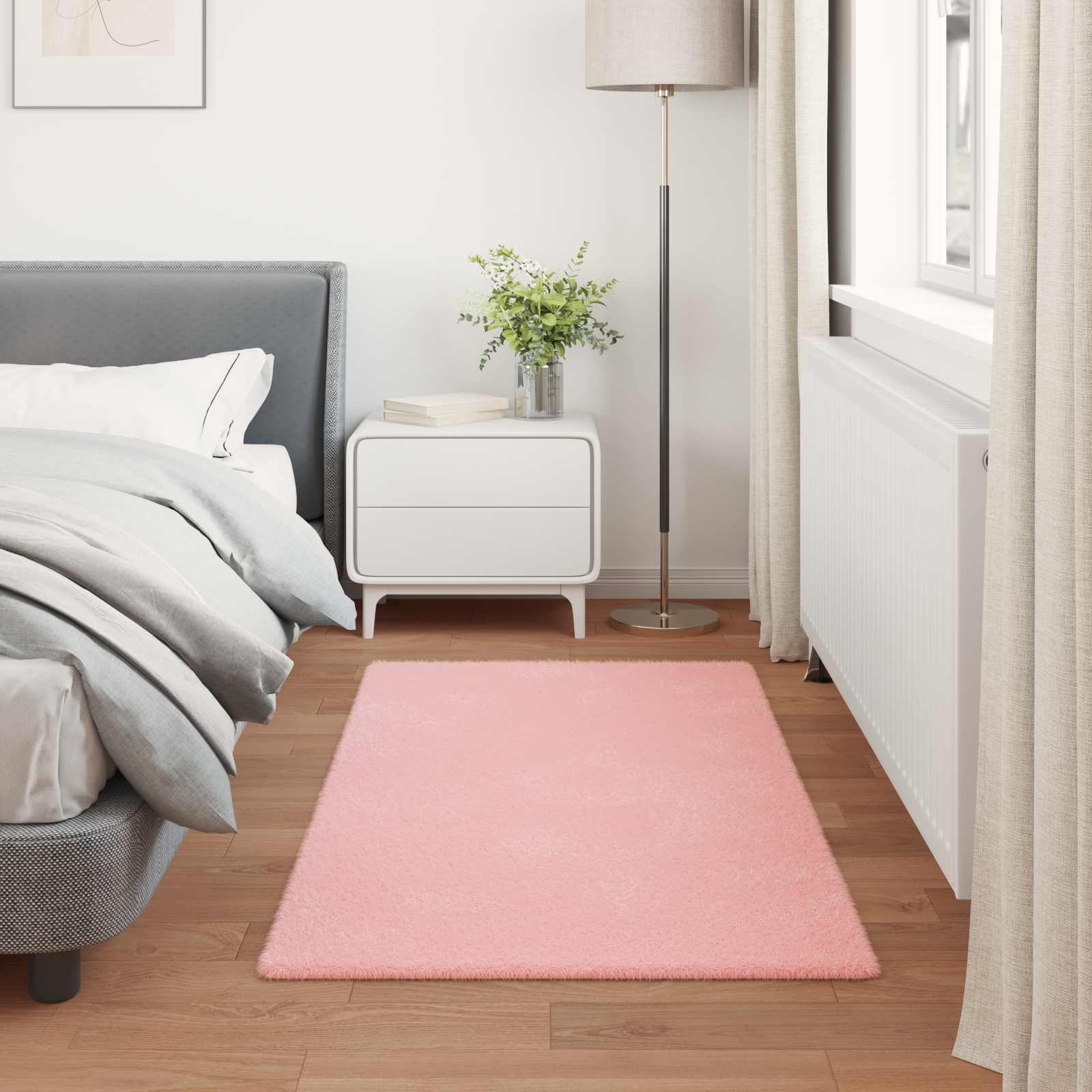 Antislip vloerkleed van imitatie konijnenbont OLITE Roze is nu te koop bij PeponiXL, paradijselijk wonen!