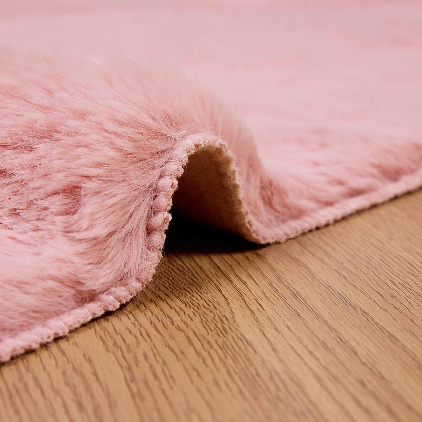 Antislip neplederen konijnenbont vloerkleed Olite Roze is nu te koop bij PeponiXL, paradijselijk wonen!