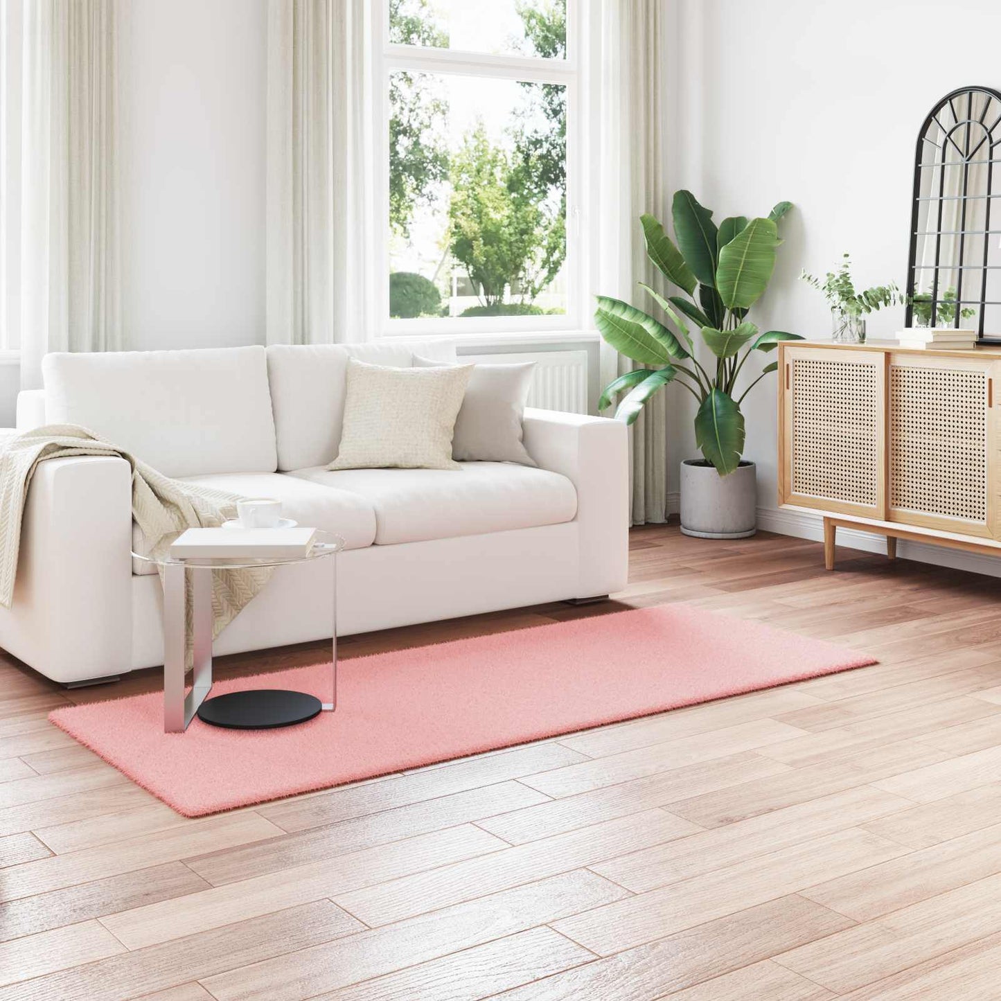 Antislip vloerkleed van imitatie konijnenbont OLITE Roze is nu te koop bij PeponiXL, paradijselijk wonen!