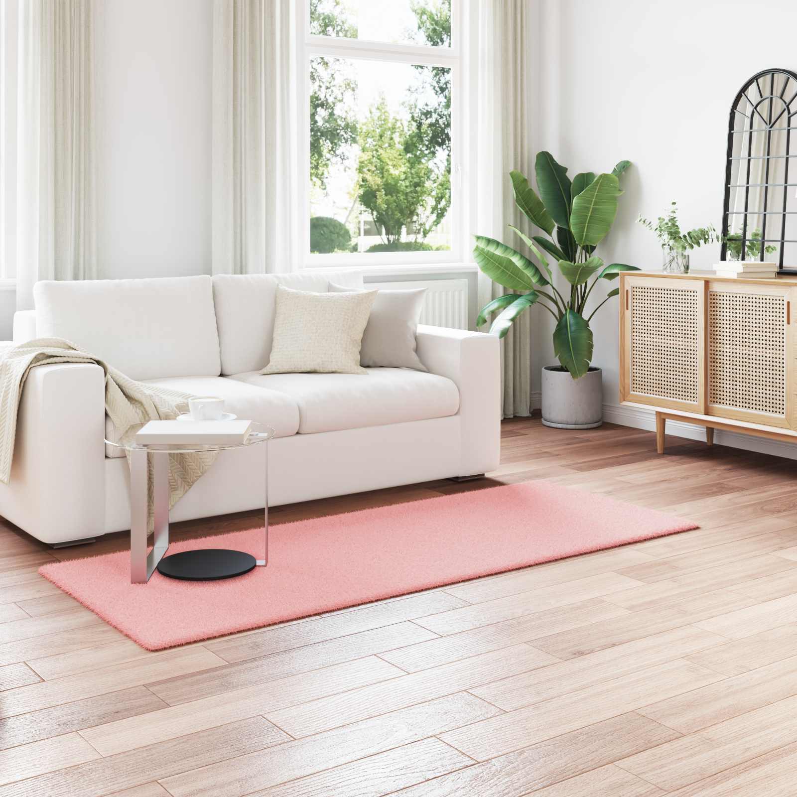 Antislip vloerkleed van imitatie konijnenbont OLITE Roze is nu te koop bij PeponiXL, paradijselijk wonen!