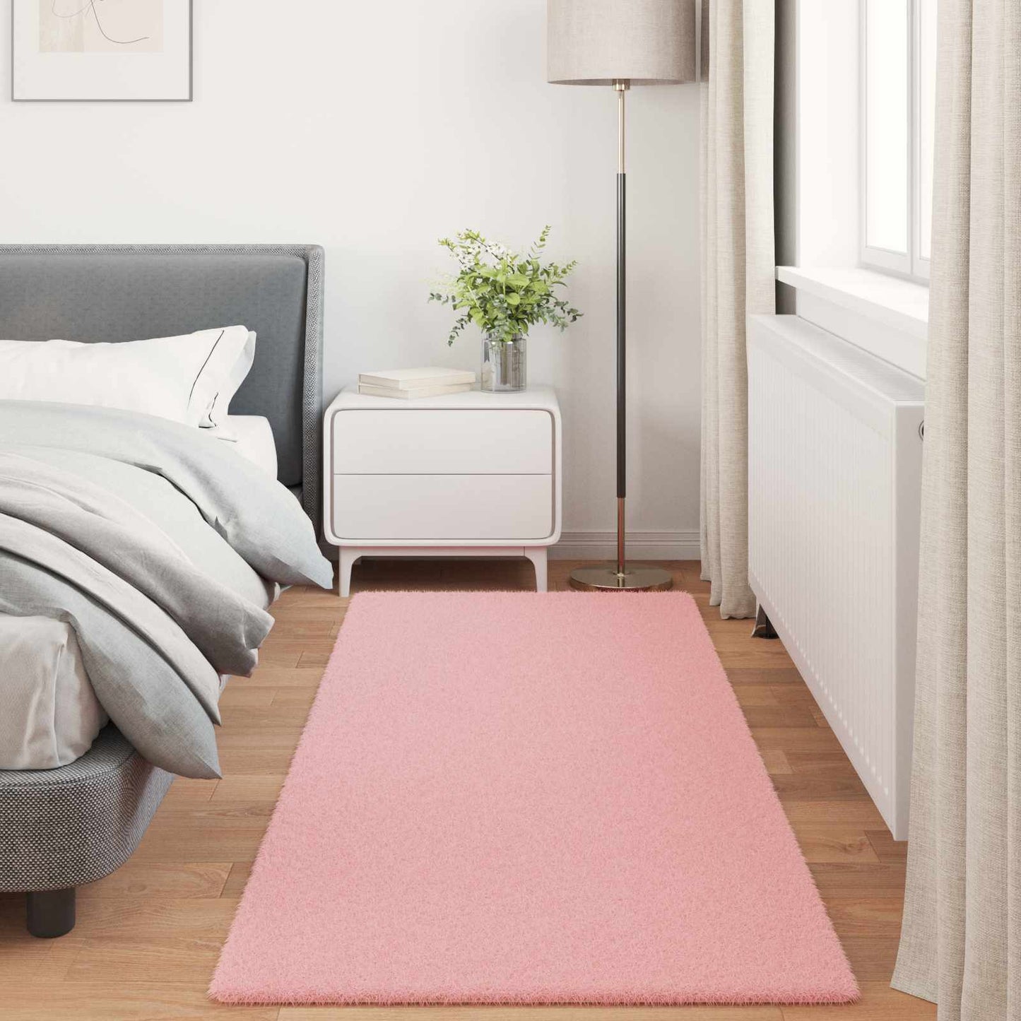 Antislip vloerkleed van imitatie konijnenbont OLITE Roze is nu te koop bij PeponiXL, paradijselijk wonen!