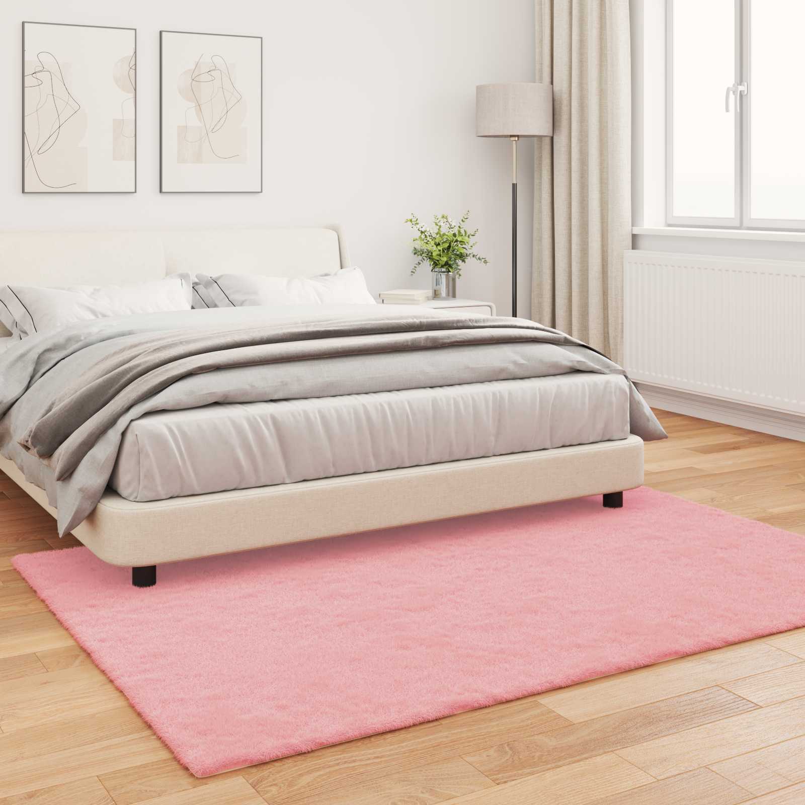 Antislip vloerkleed van imitatie konijnenbont OLITE Roze is nu te koop bij PeponiXL, paradijselijk wonen!