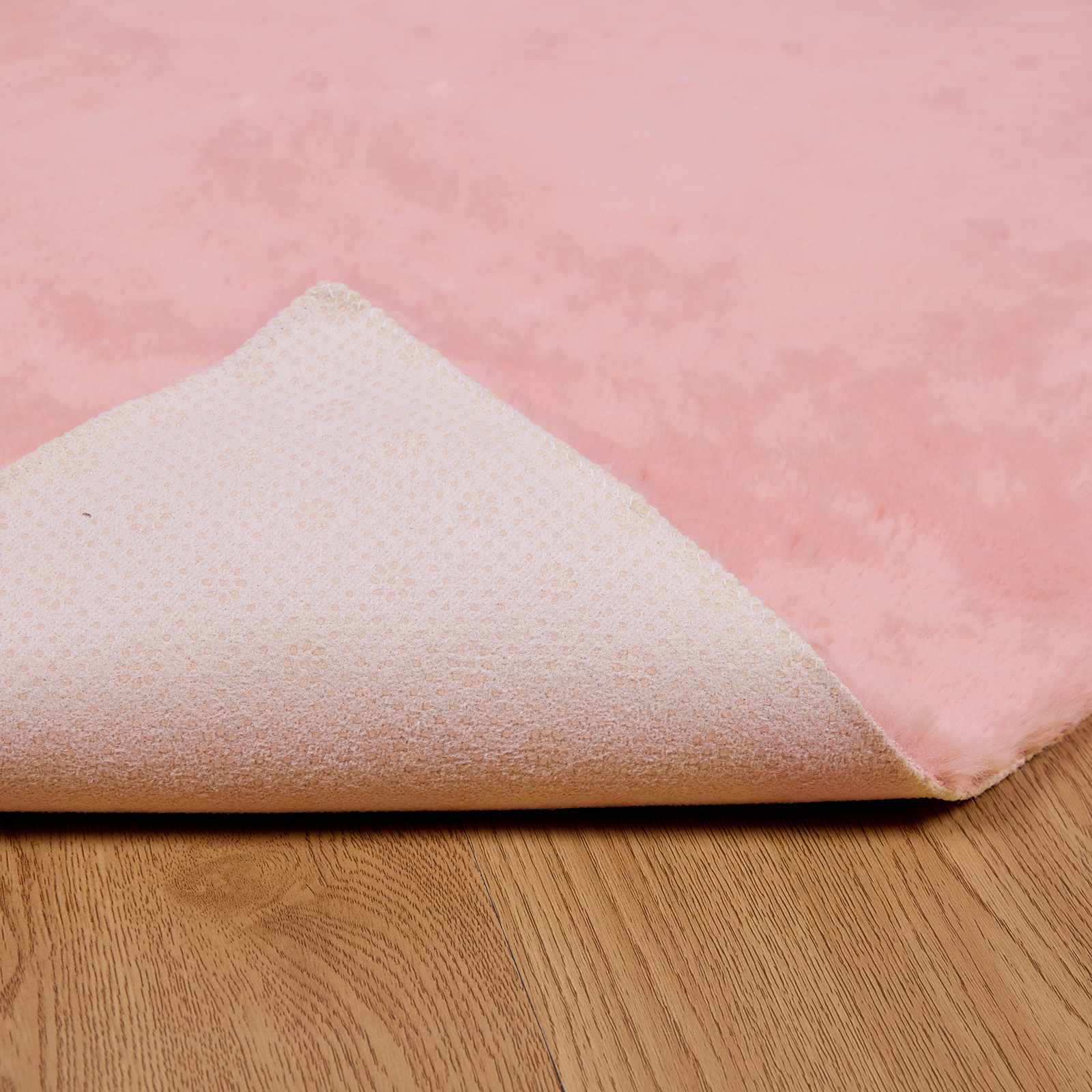 Antislip neplederen konijnenbont vloerkleed Olite Roze is nu te koop bij PeponiXL, paradijselijk wonen!