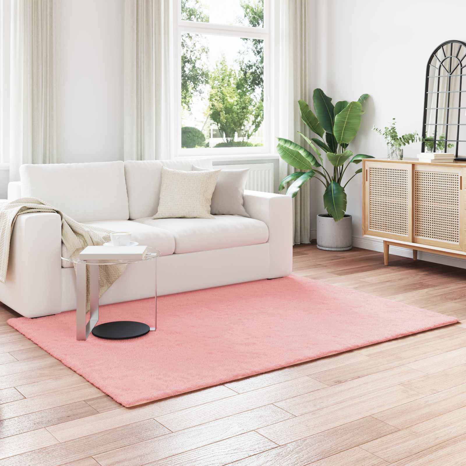 Antislip vloerkleed van imitatie konijnenbont OLITE Roze is nu te koop bij PeponiXL, paradijselijk wonen!