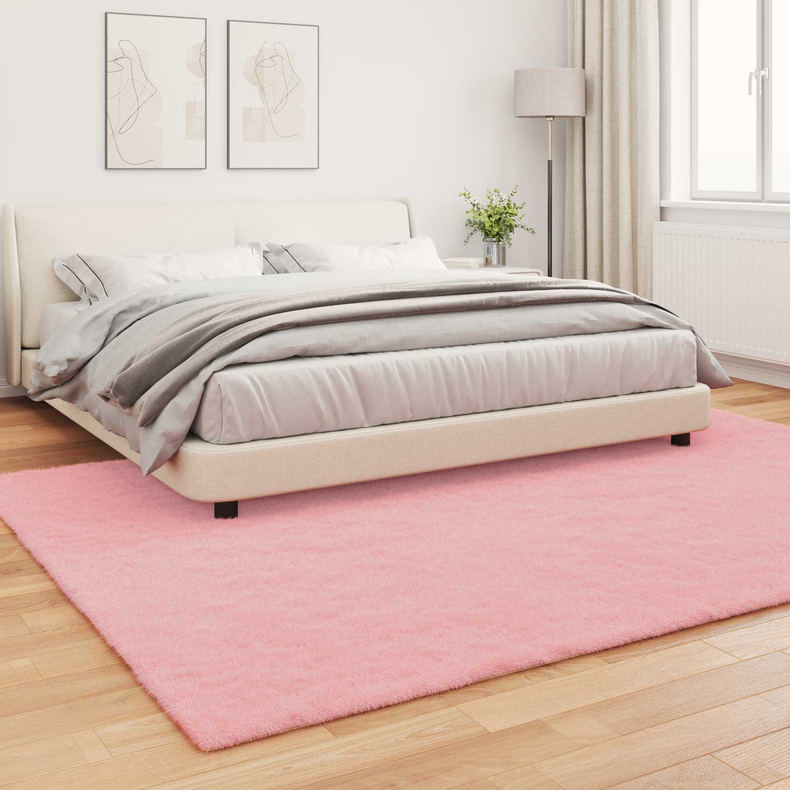 Antislip vloerkleed van imitatie konijnenbont OLITE Roze is nu te koop bij PeponiXL, paradijselijk wonen!